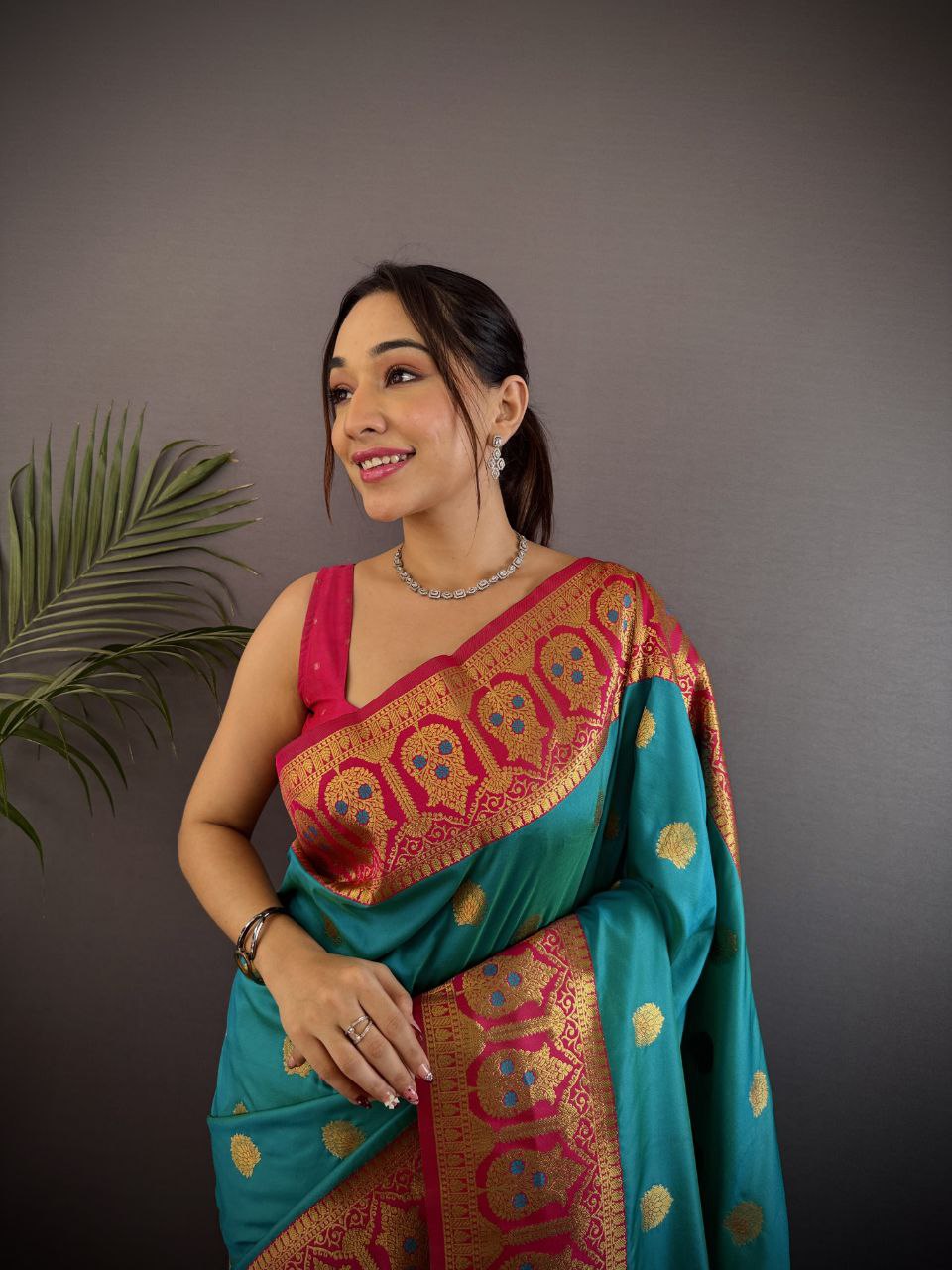 Aqua Blue Pure Soft Banarasi Silk Saree