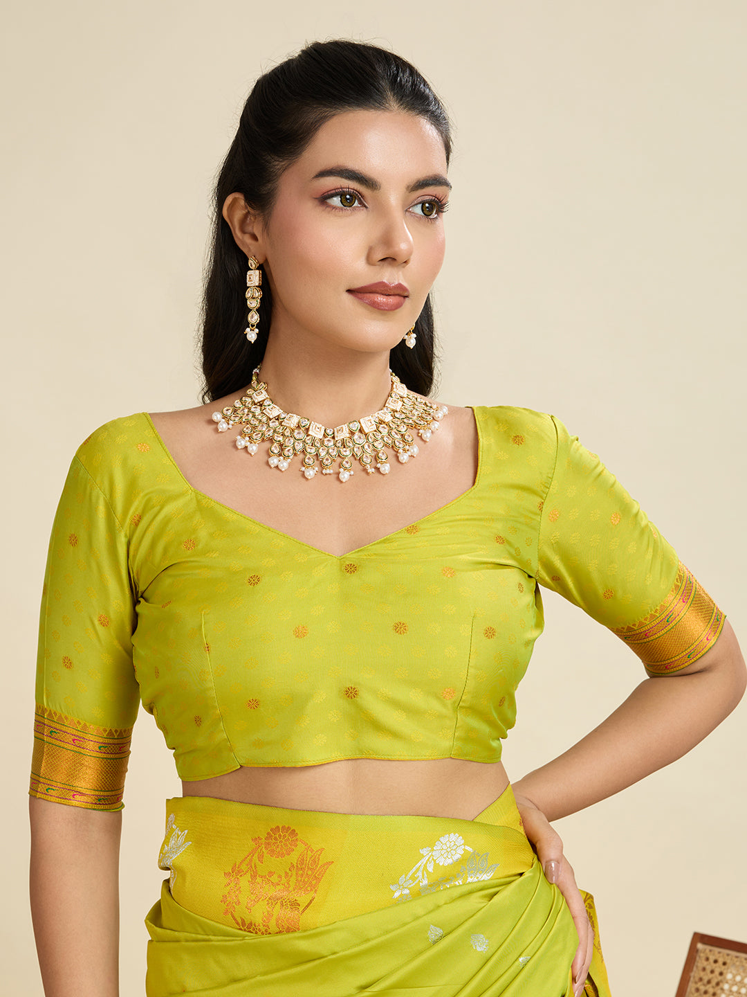 Avocado Pure Soft Kanjivaram Paithani Silk Saree