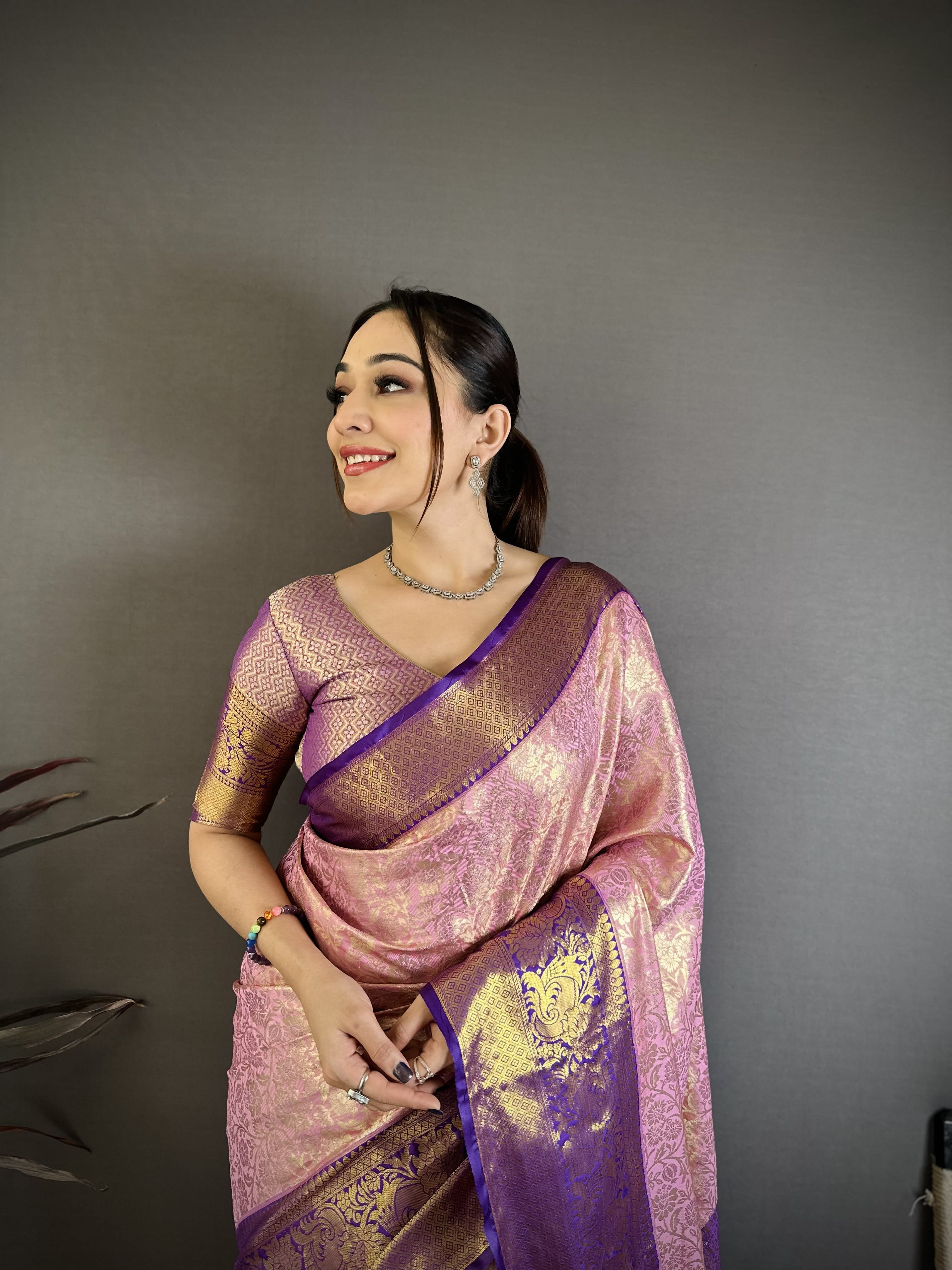 Baby Pink Kanjivaram Silk Saree