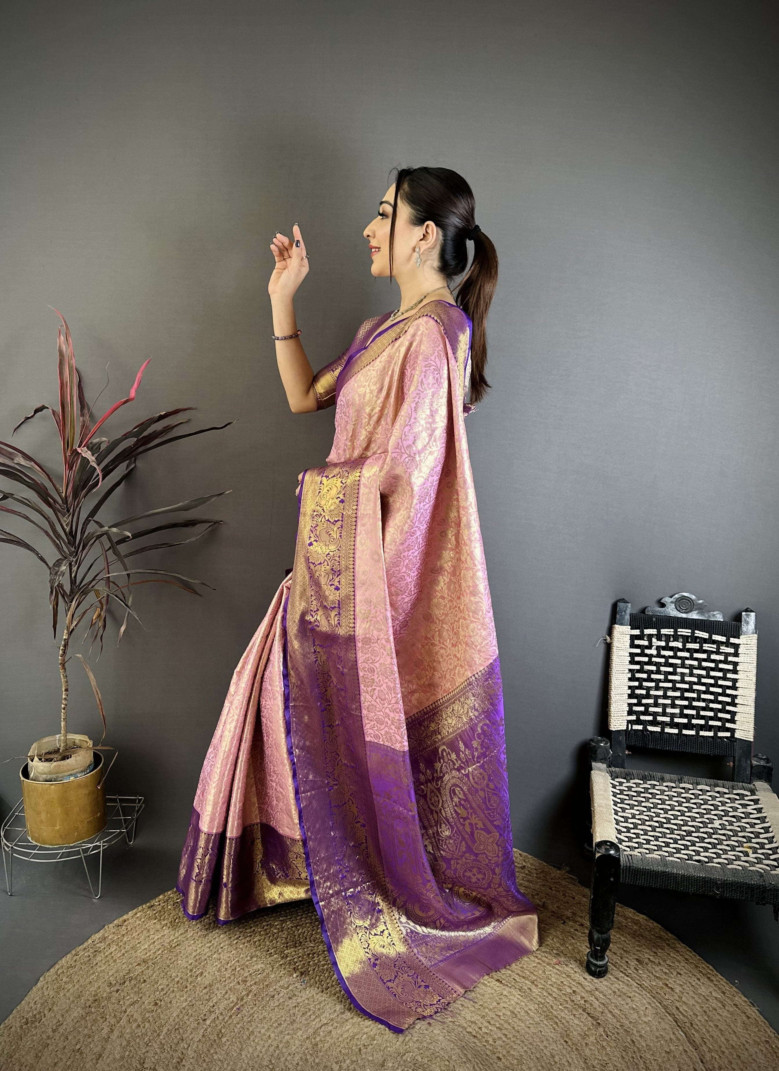 Baby Pink Kanjivaram Silk Saree