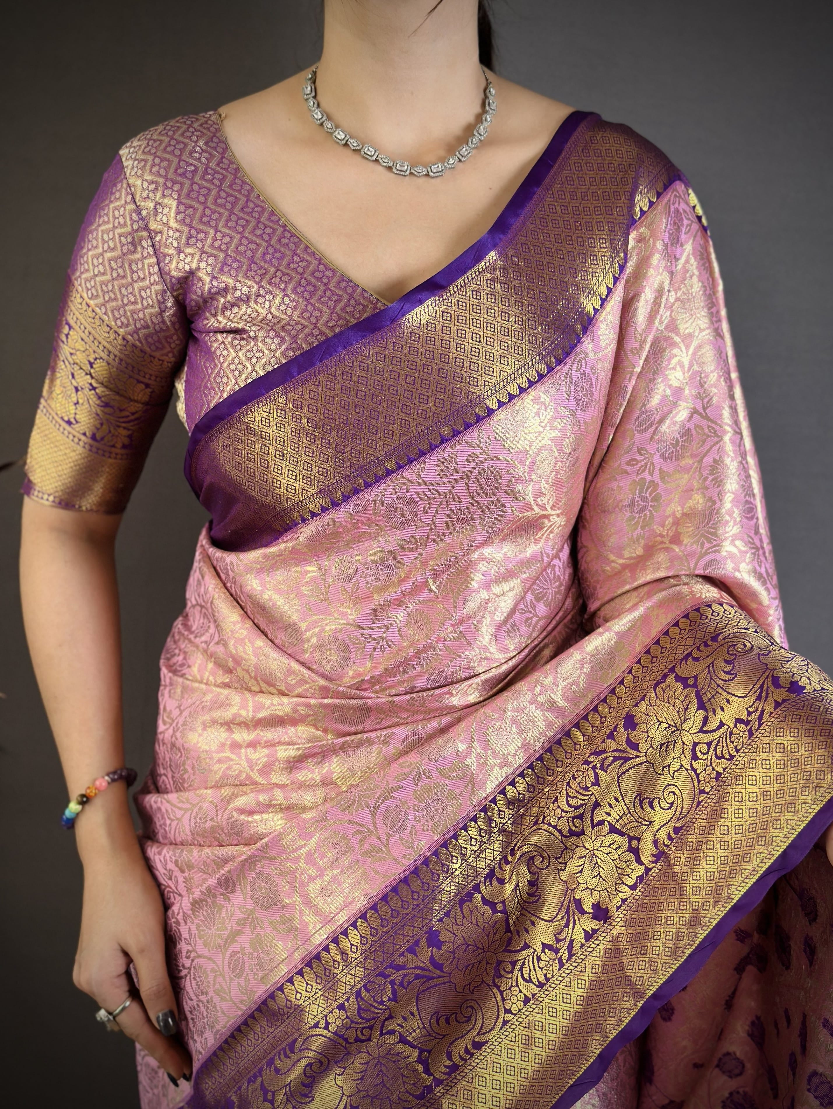 Baby Pink Kanjivaram Silk Saree