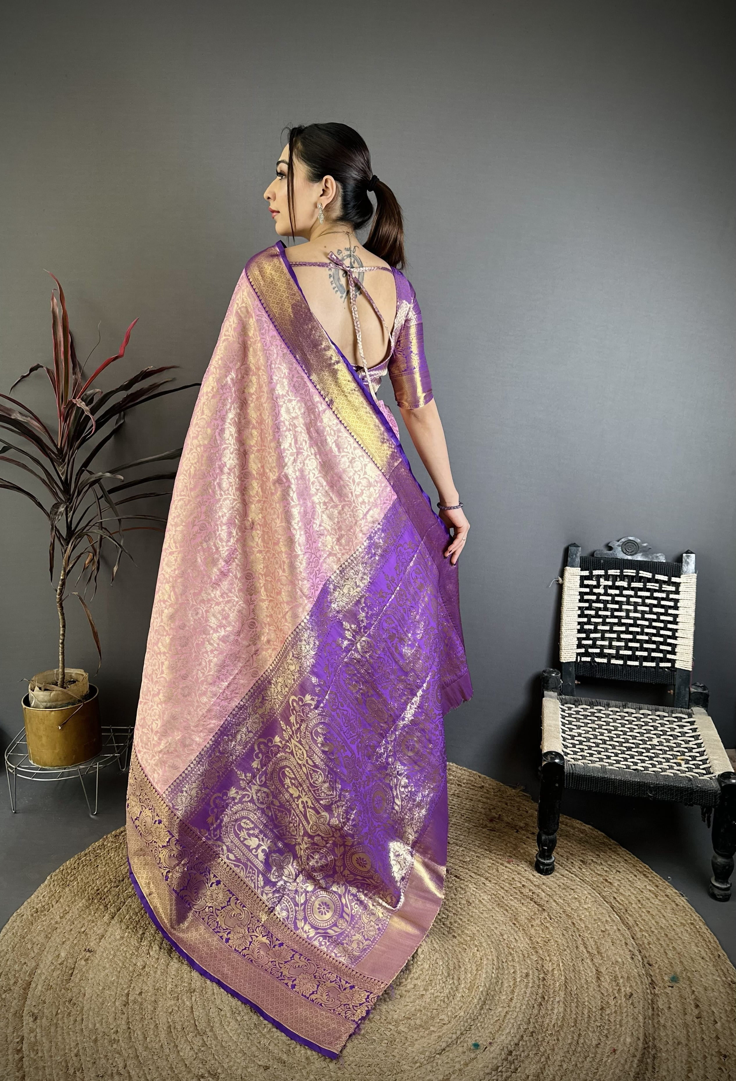 Baby Pink Kanjivaram Silk Saree