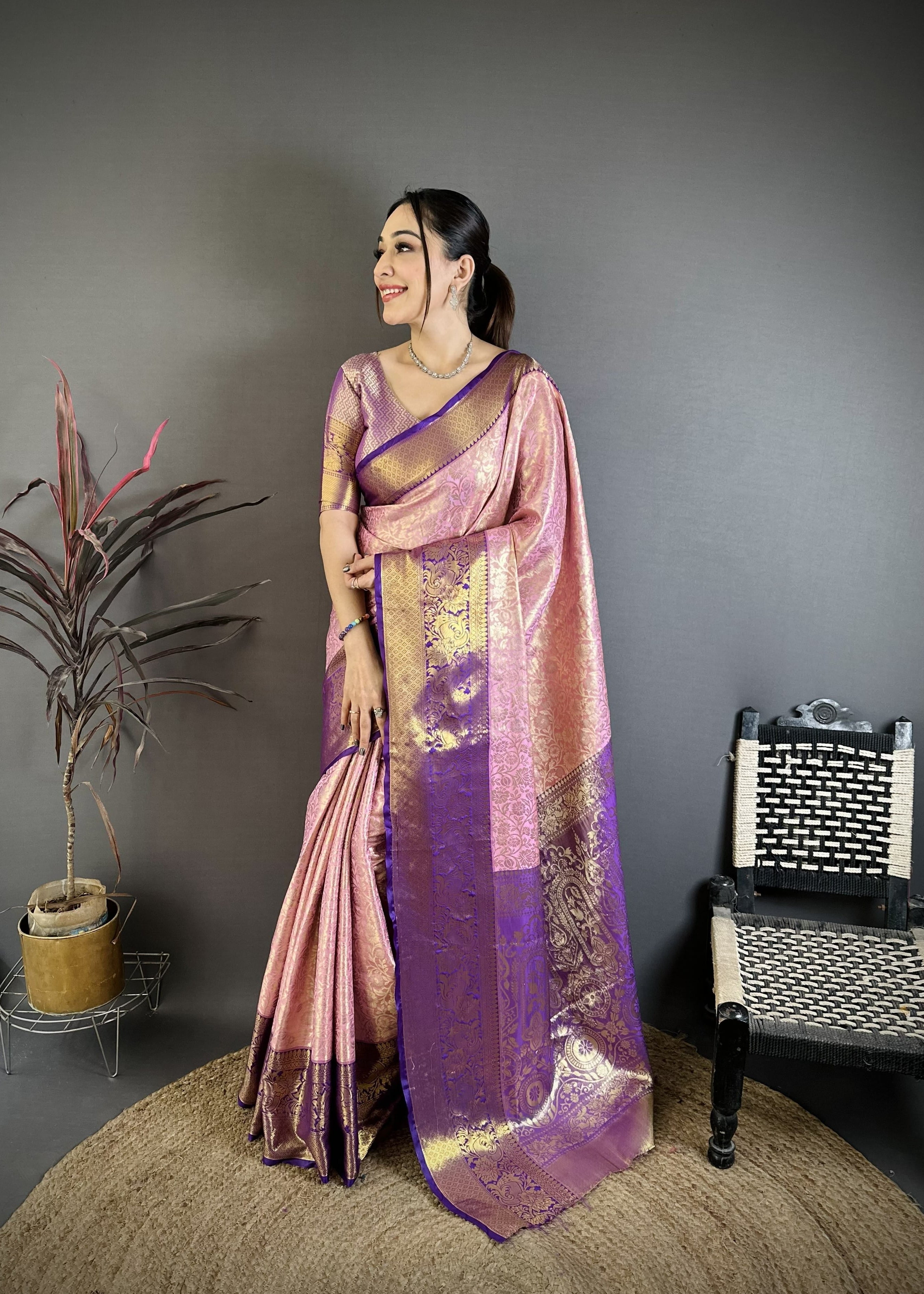 Baby Pink Kanjivaram Silk Saree