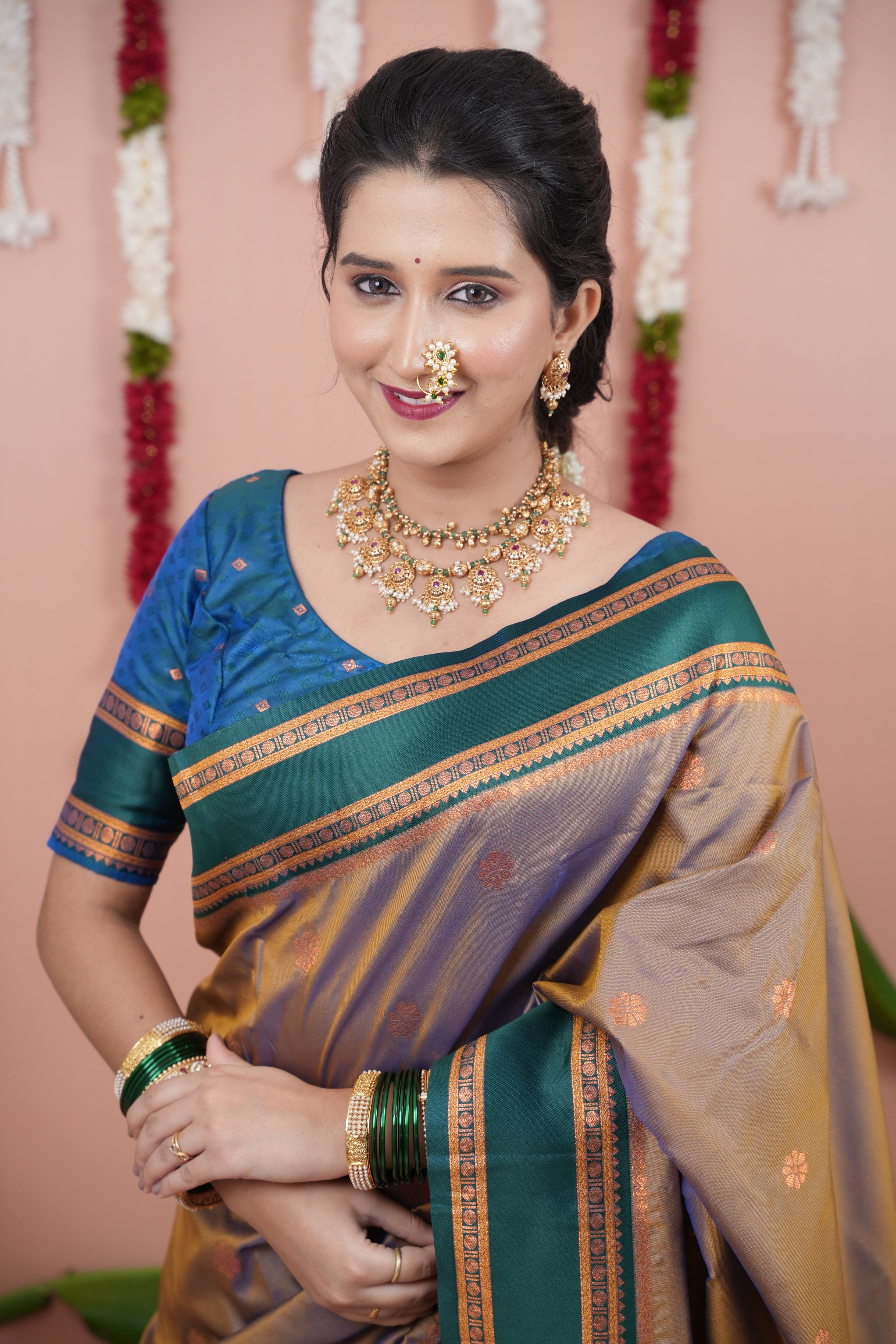 Beige Wedding Wear Soft Silk Saree