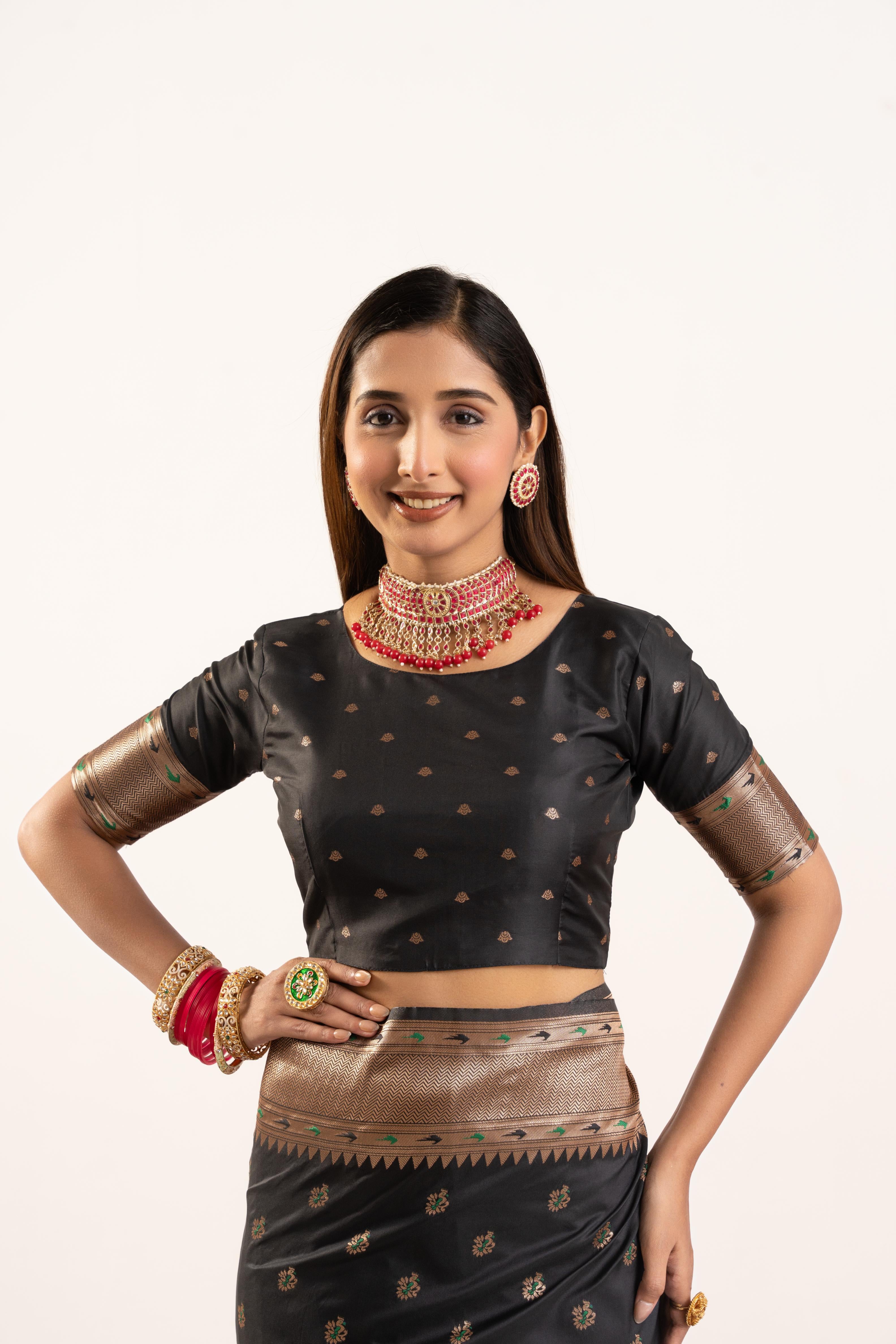 Black Banarasi Silk Paithani Saree