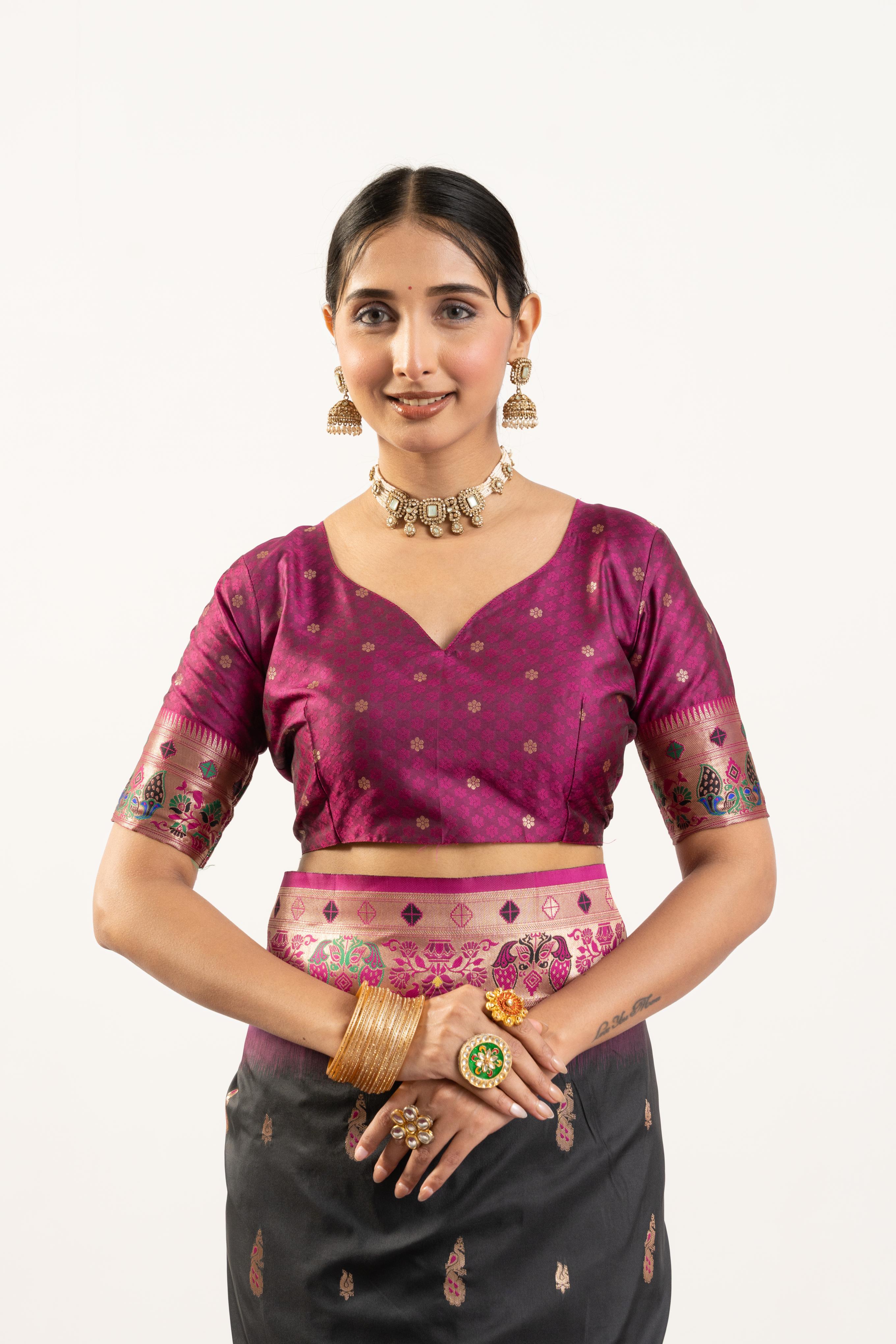 Black Banarasi Silk Paithani Saree