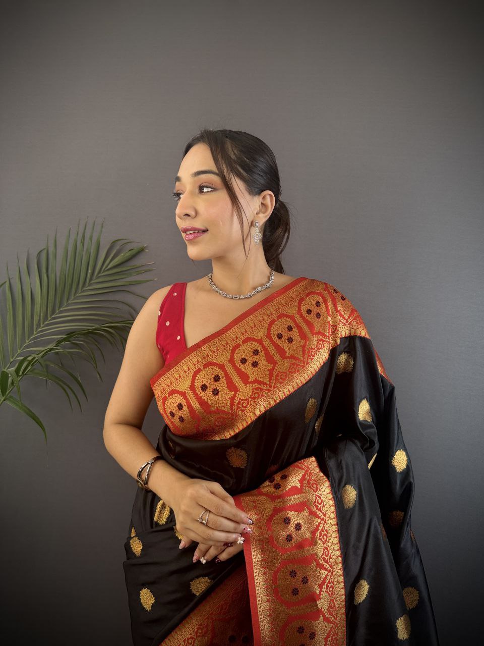 Black Pure Soft Banarasi Silk Saree