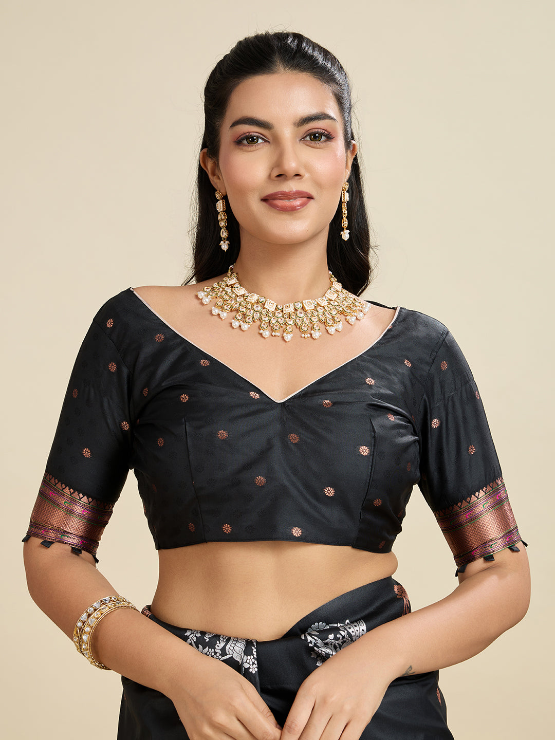 Black Pure Soft Kanjivaram Paithani Silk Saree