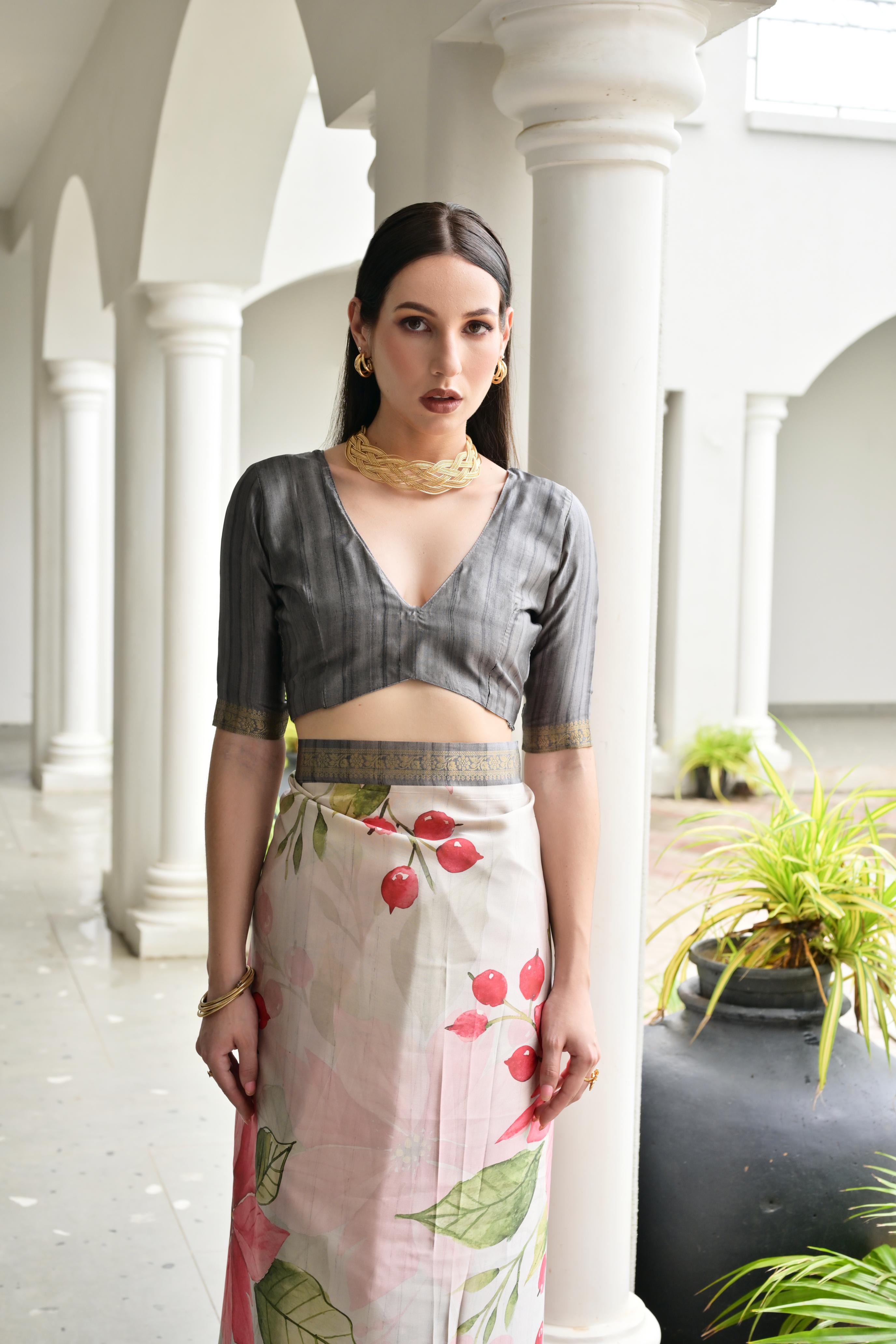 Black Stylish Pure Satin Silk Saree