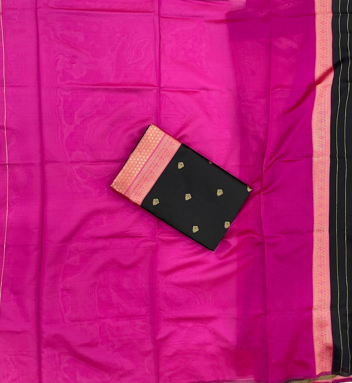 Black Traditional Lichi Silk Saree