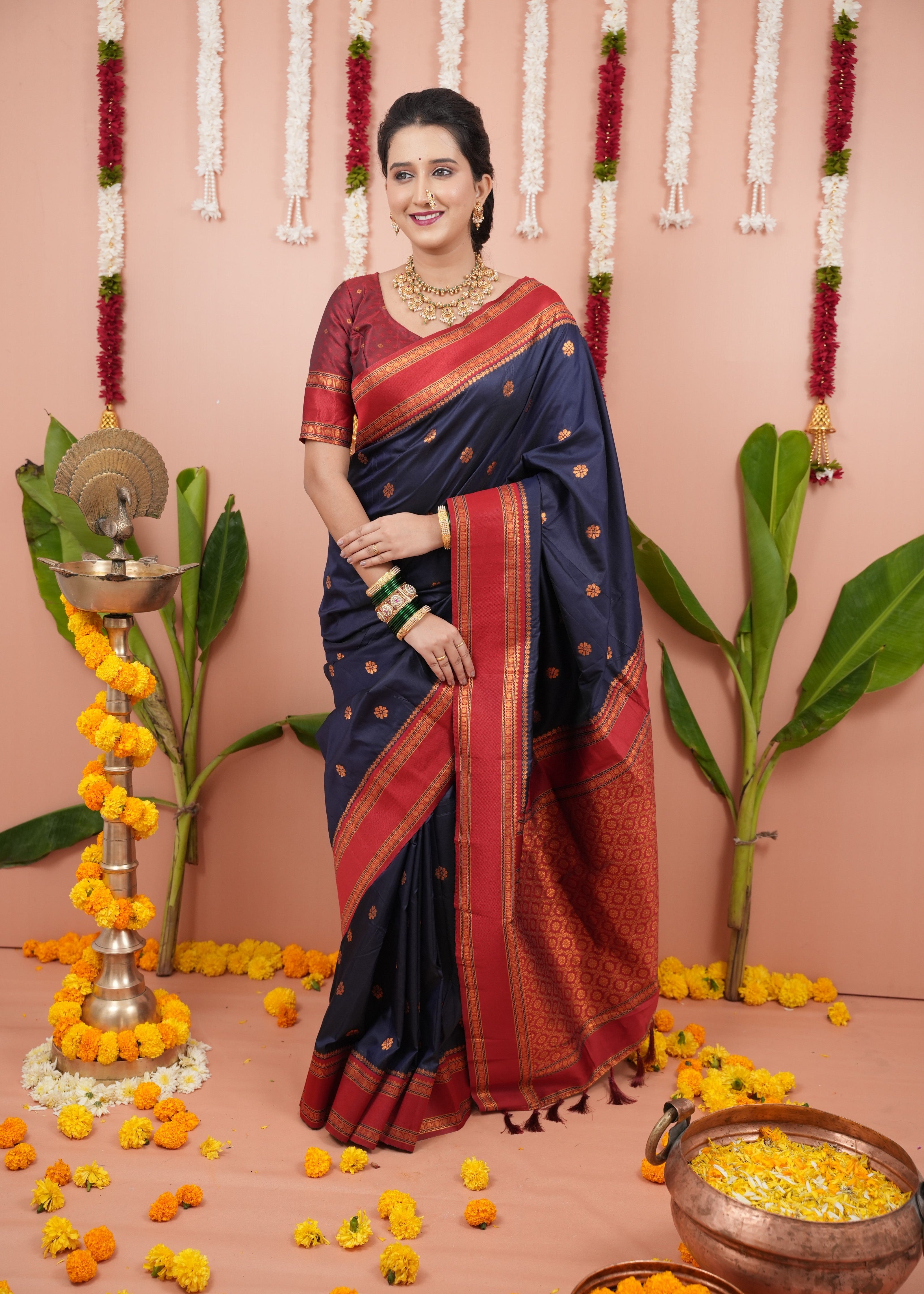 Black Wedding Wear Soft Silk Saree