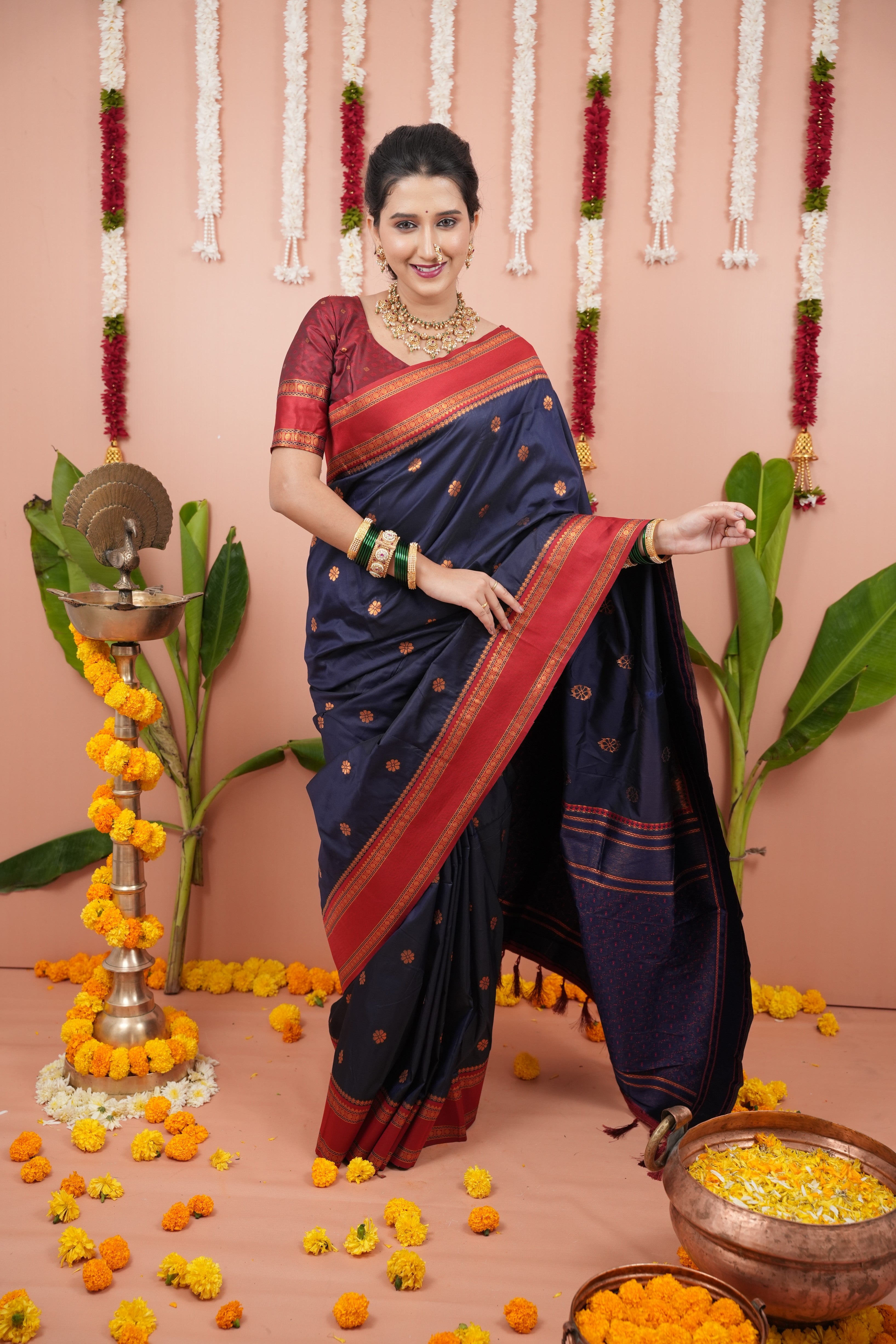 Black Wedding Wear Soft Silk Saree