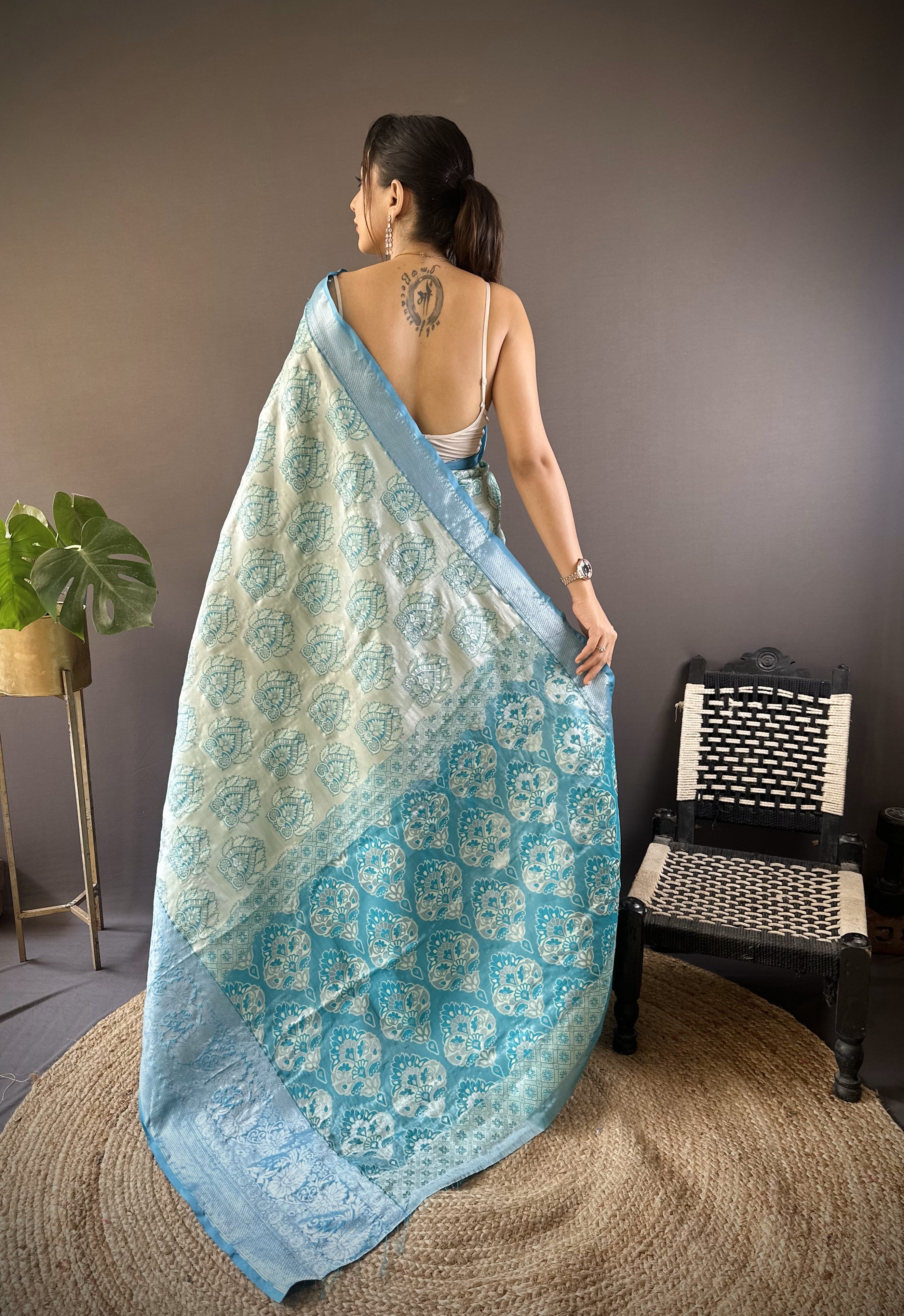 Blue Kanjivaram Tissue Silk Saree