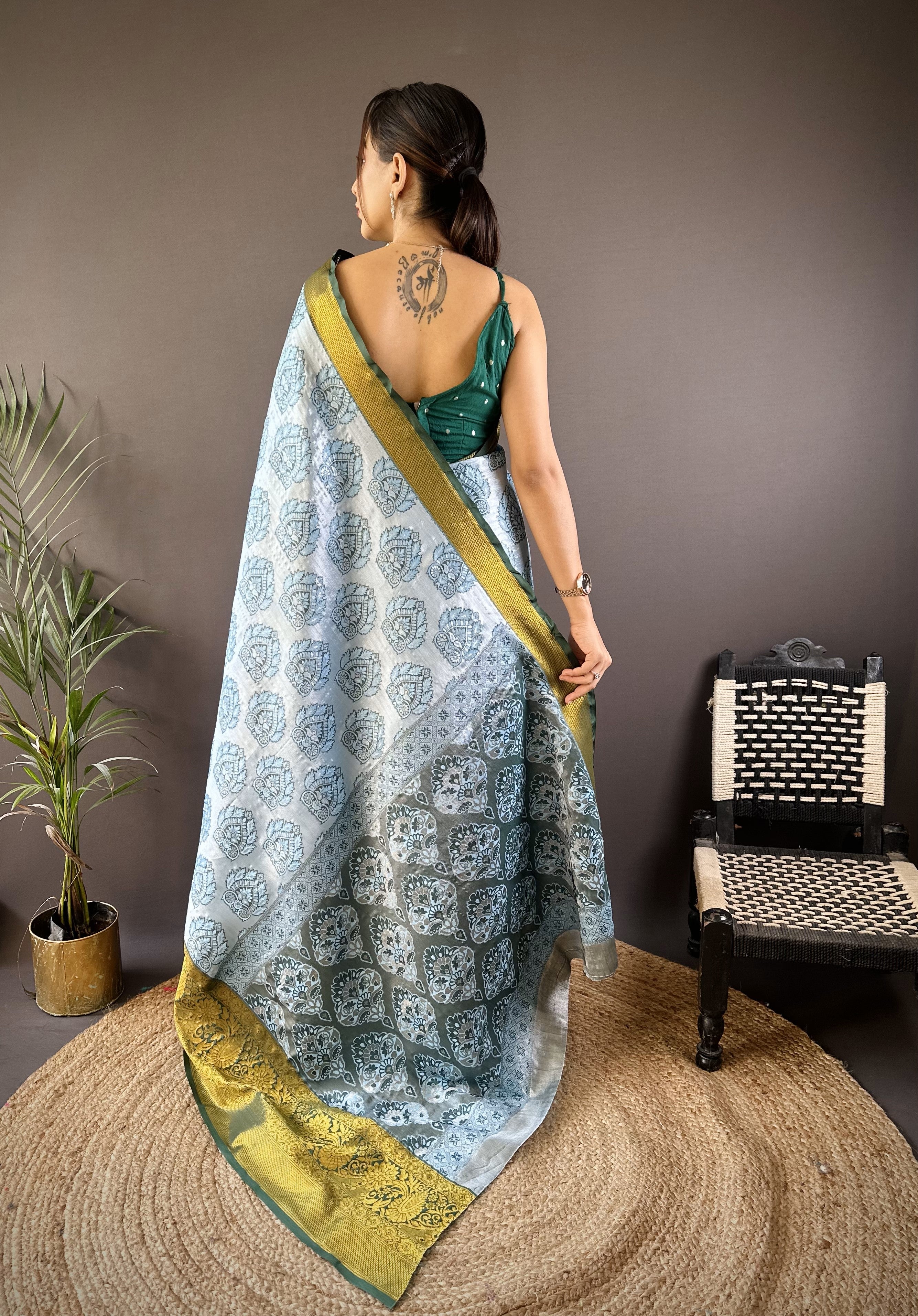 Blue Kanjivaram Tissue Silk Saree