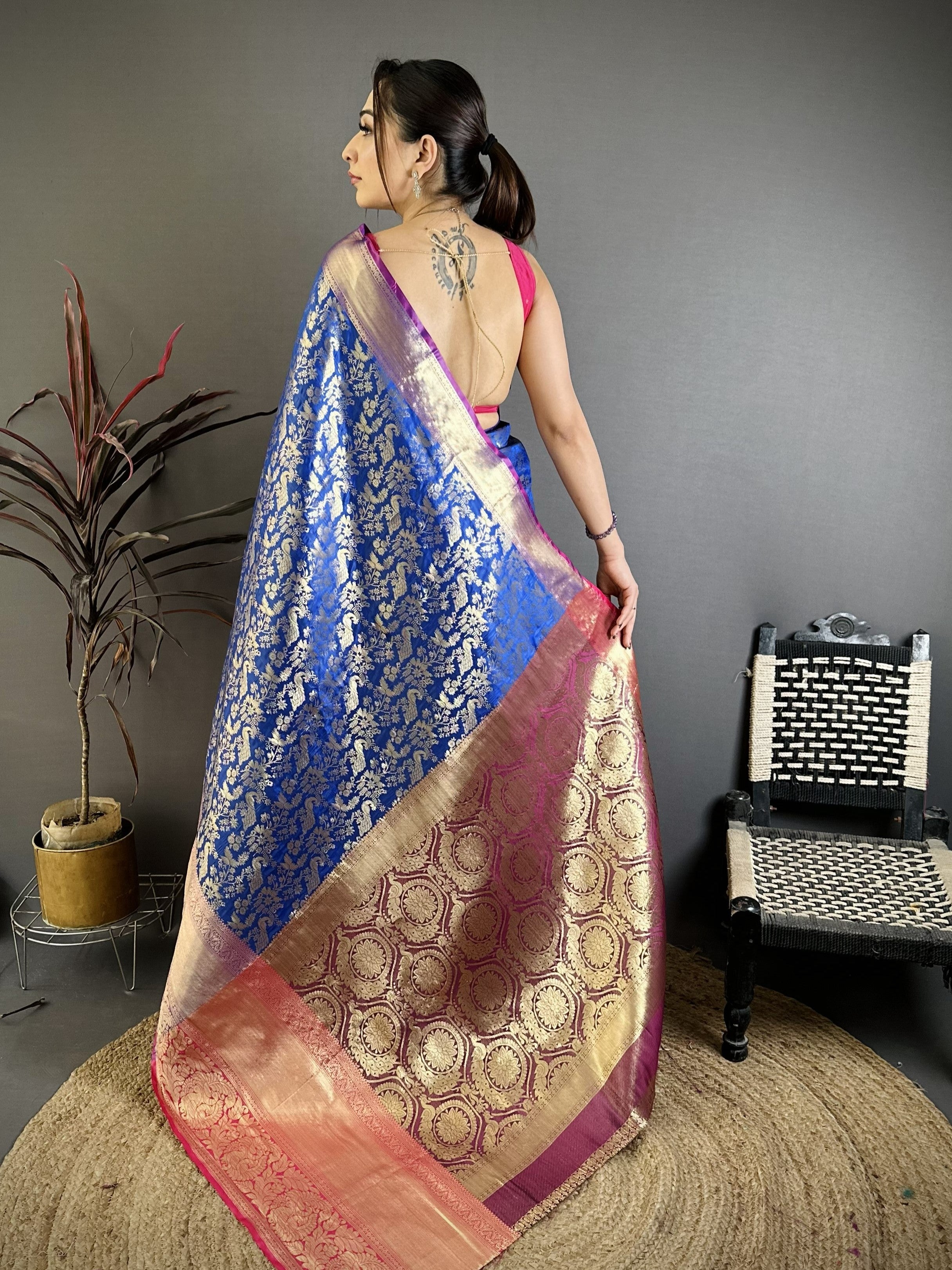 Blue Pure Handloom Kanjivaram Katan Silk Saree