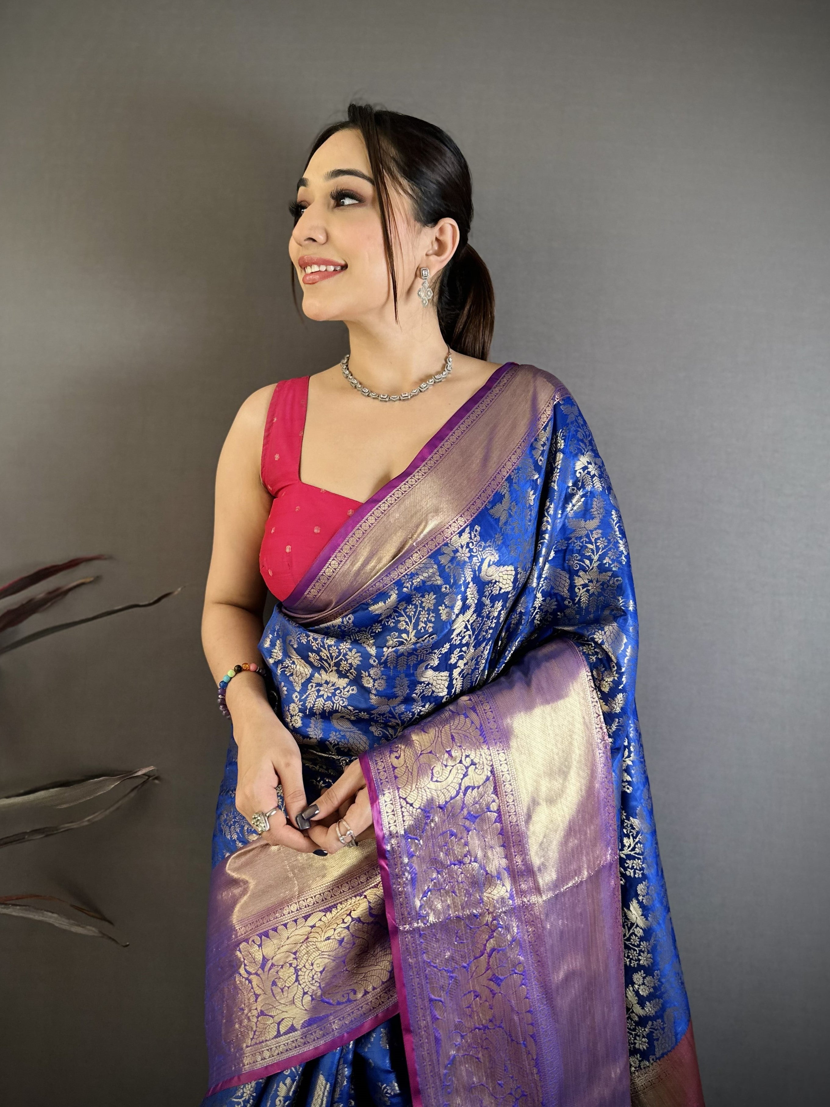 Blue Pure Handloom Kanjivaram Katan Silk Saree