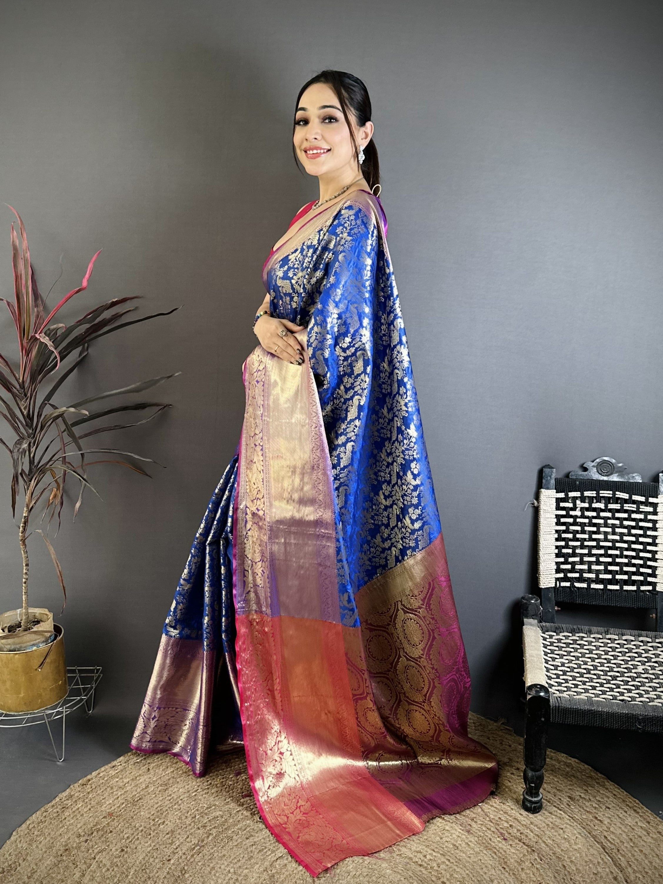 Blue Pure Handloom Kanjivaram Katan Silk Saree