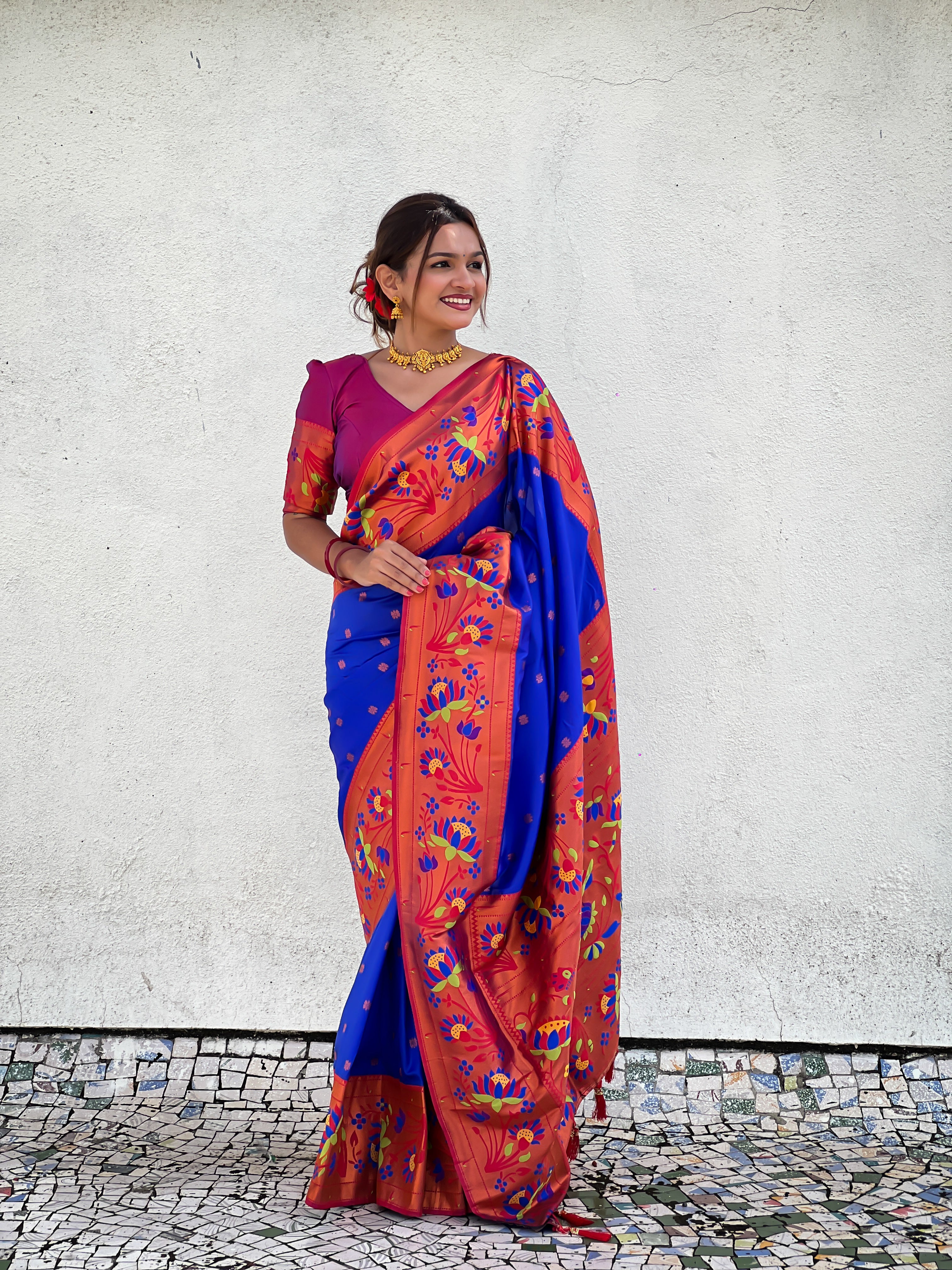 Blue Wedding Wear Soft Paithani Silk Saree