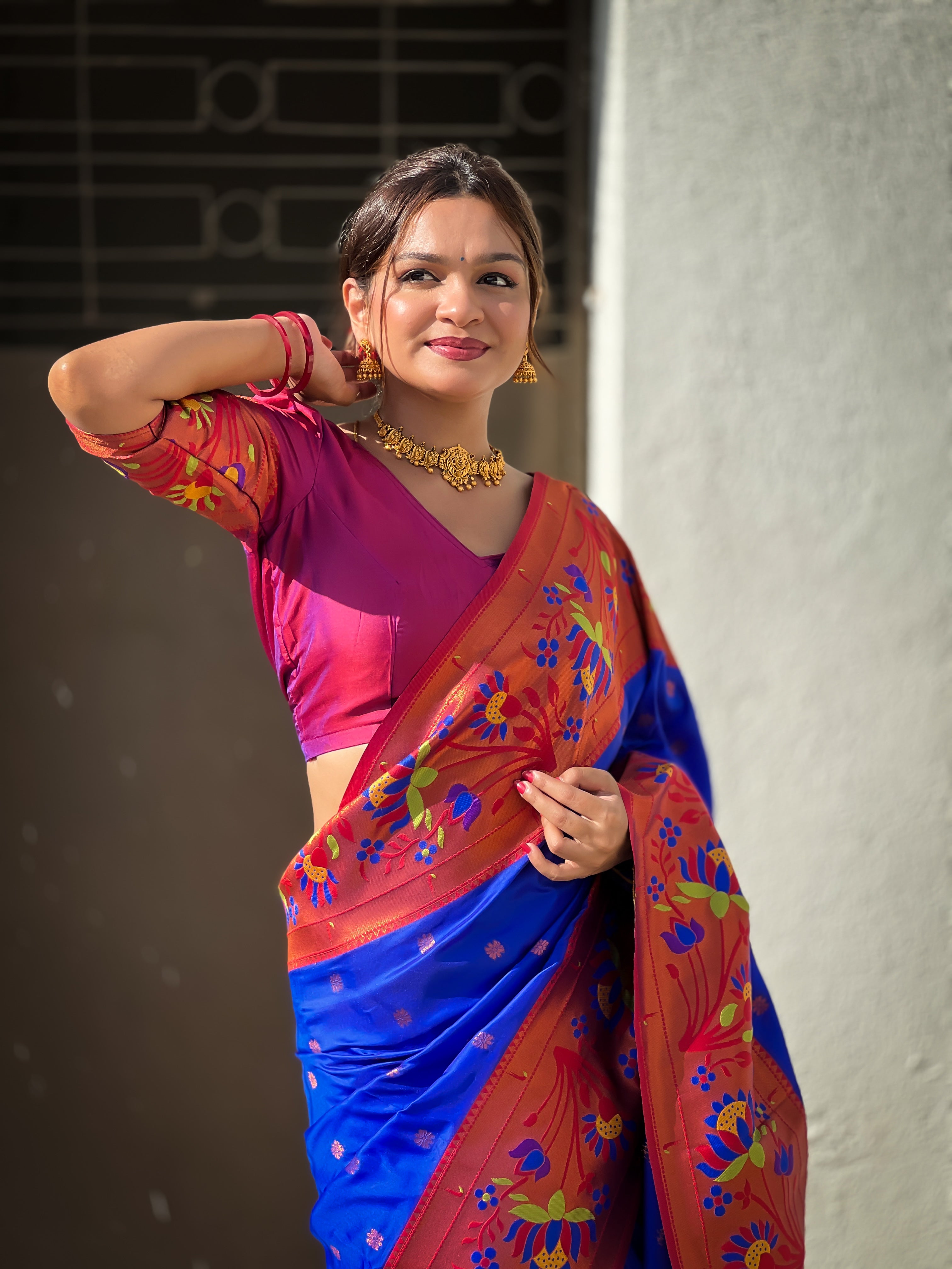 Blue Wedding Wear Soft Paithani Silk Saree