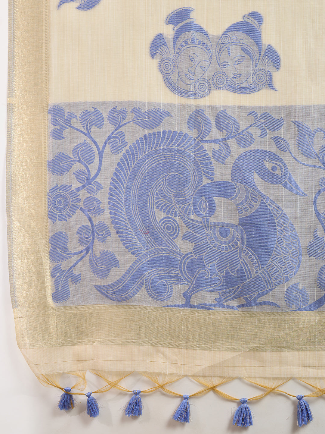 Bluish Purple Muga Cotton Saree