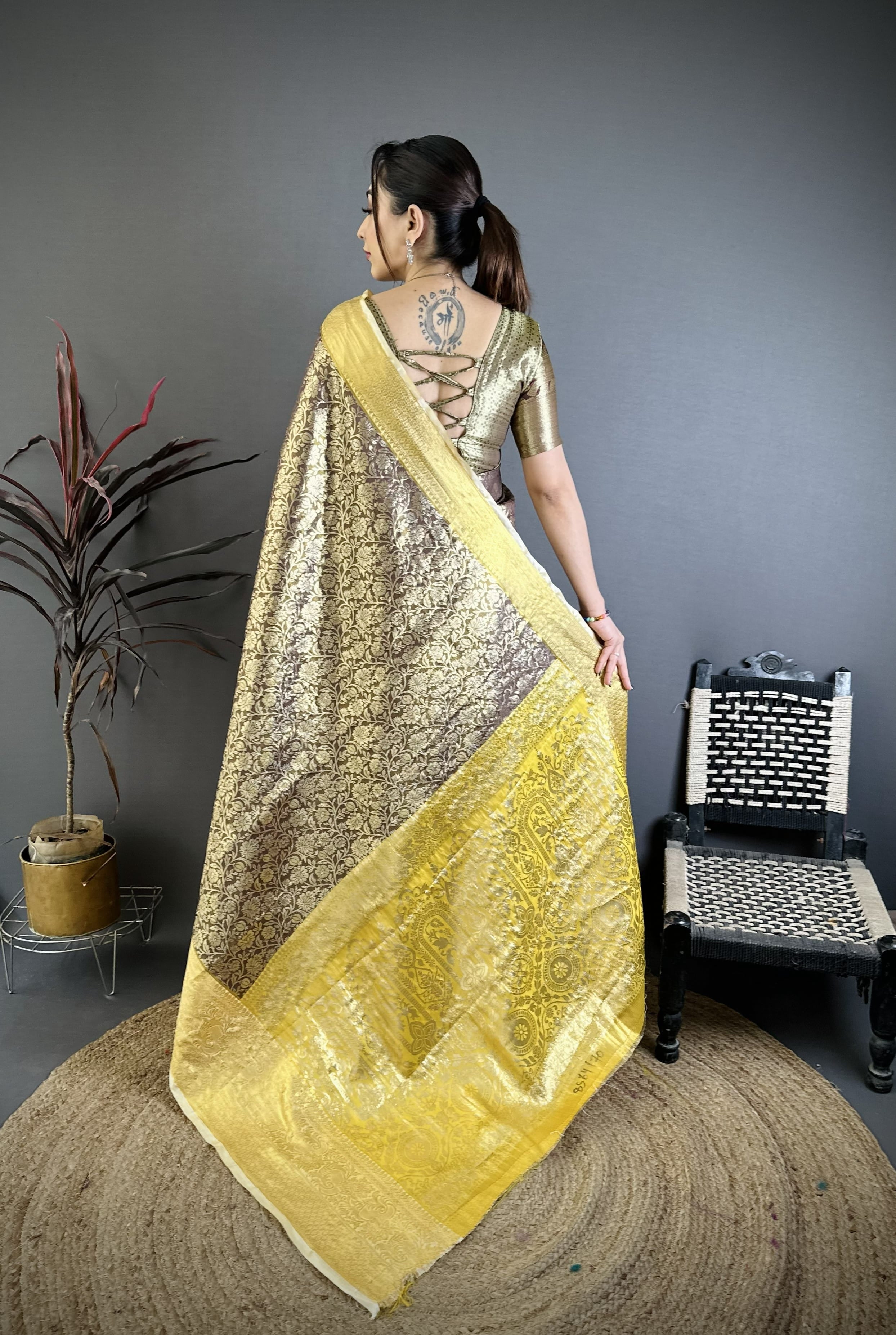 Brown Kanjivaram Silk Saree