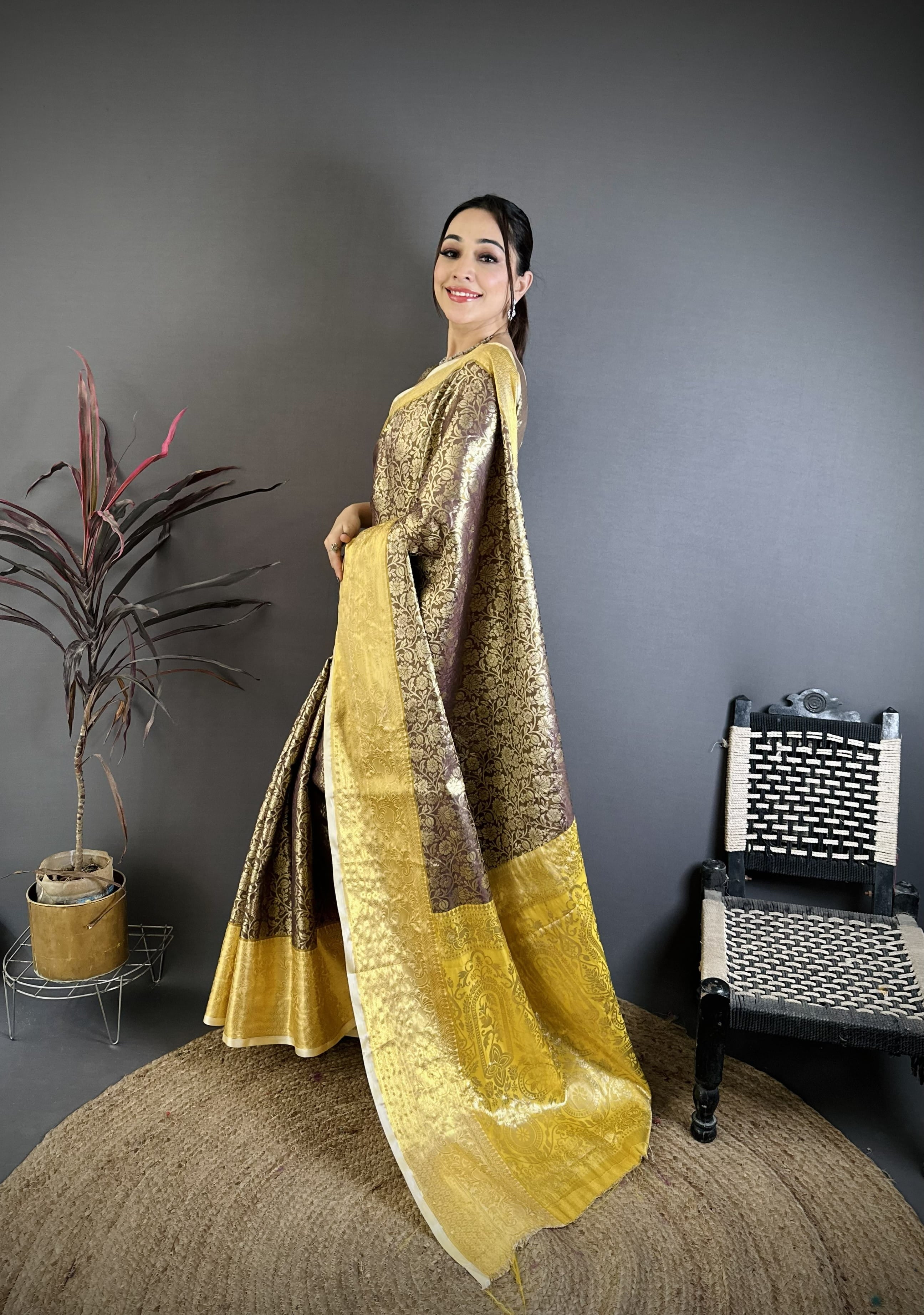 Brown Kanjivaram Silk Saree