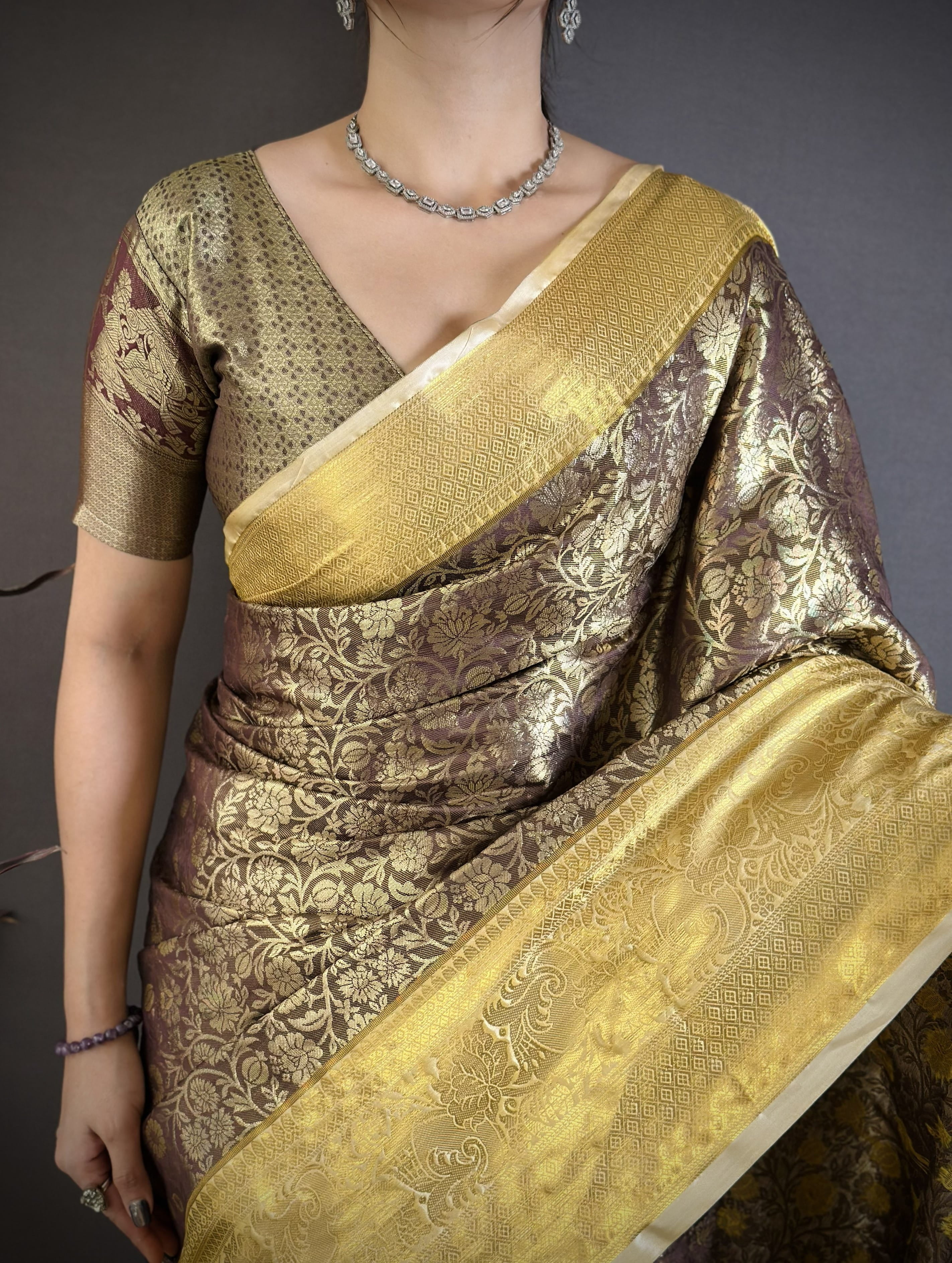 Brown Kanjivaram Silk Saree