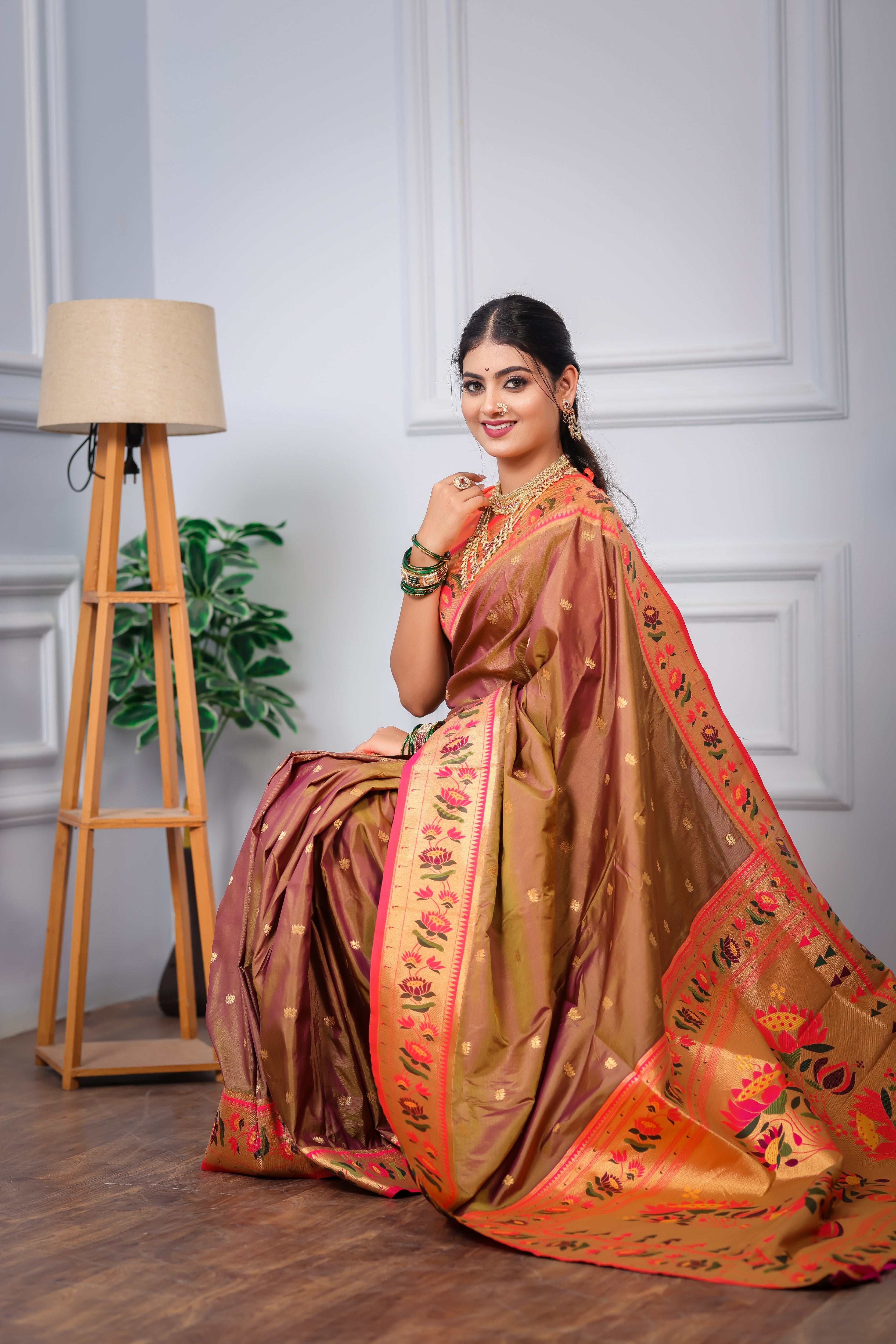 Brown Paithani Soft Silk Saree
