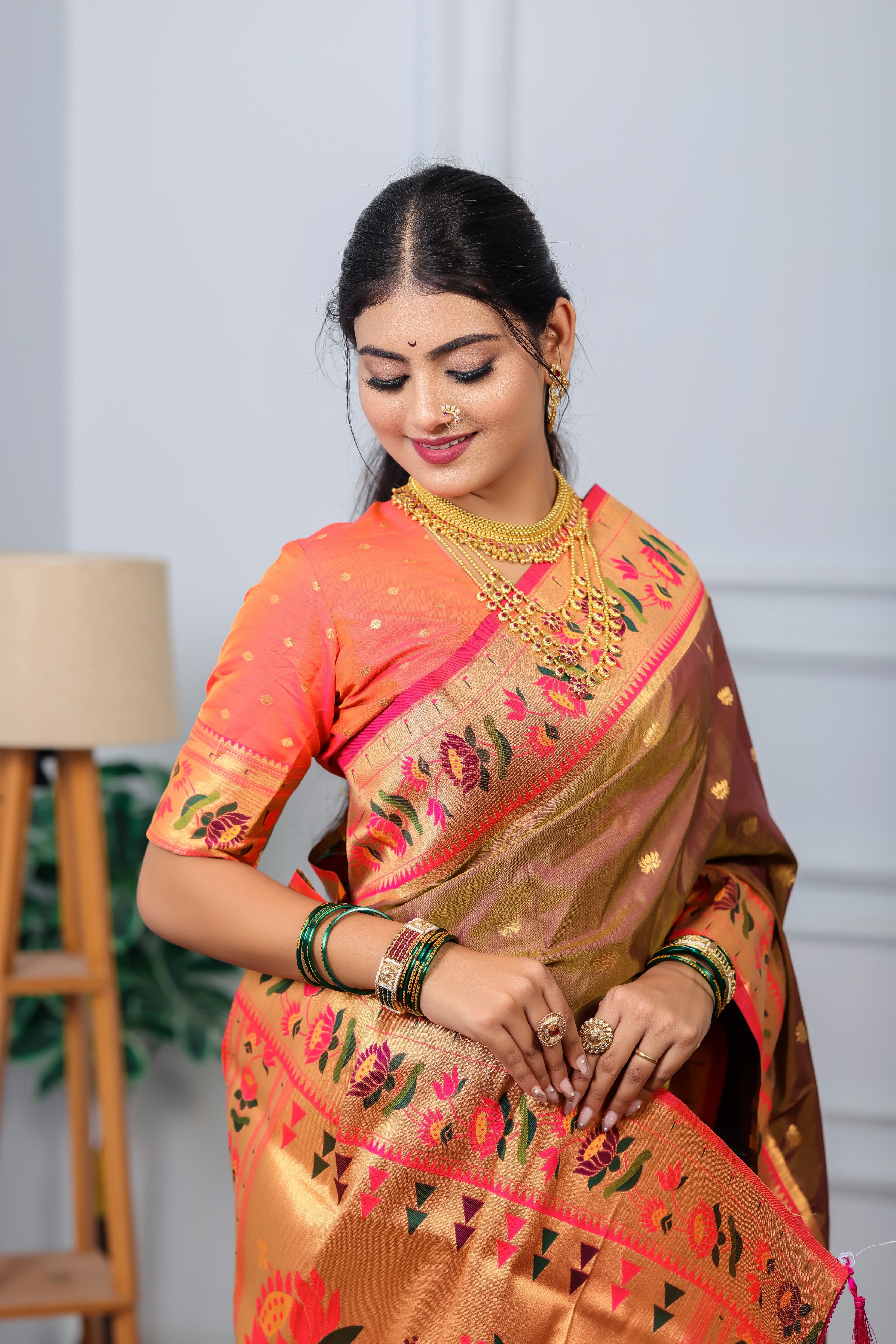 Brown Paithani Soft Silk Saree