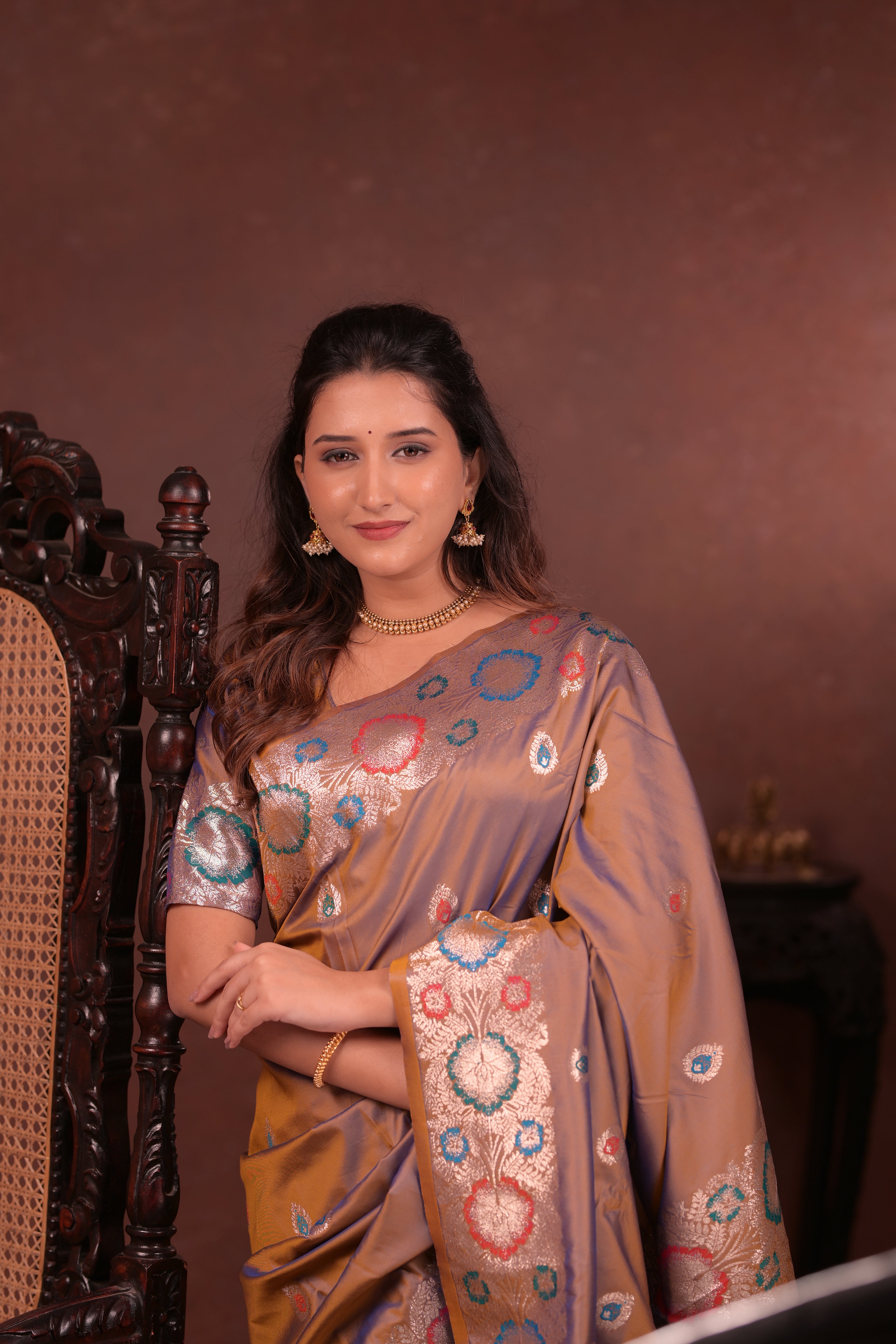 Brown Paithani Woven Silk Saree