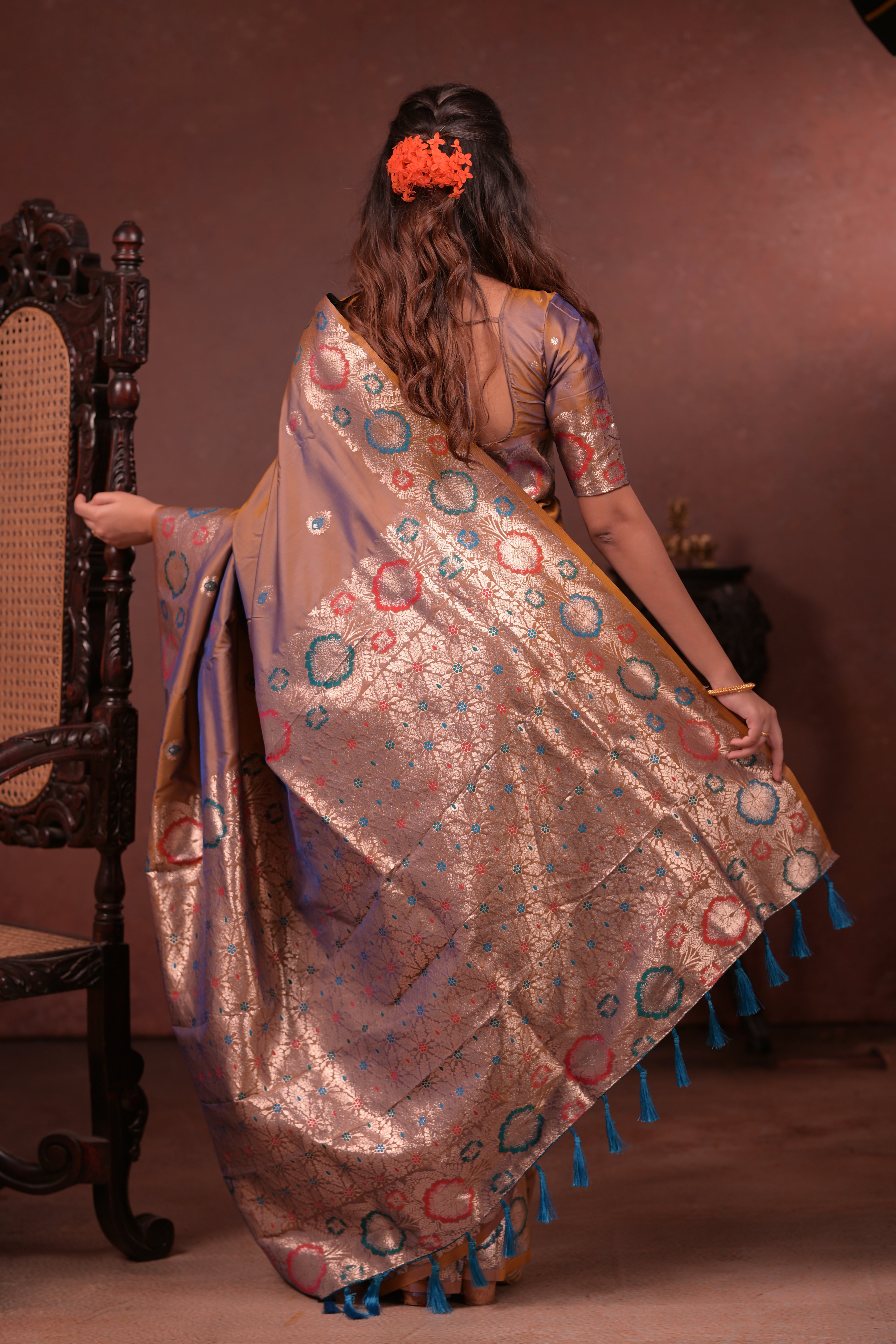 Brown Paithani Woven Silk Saree