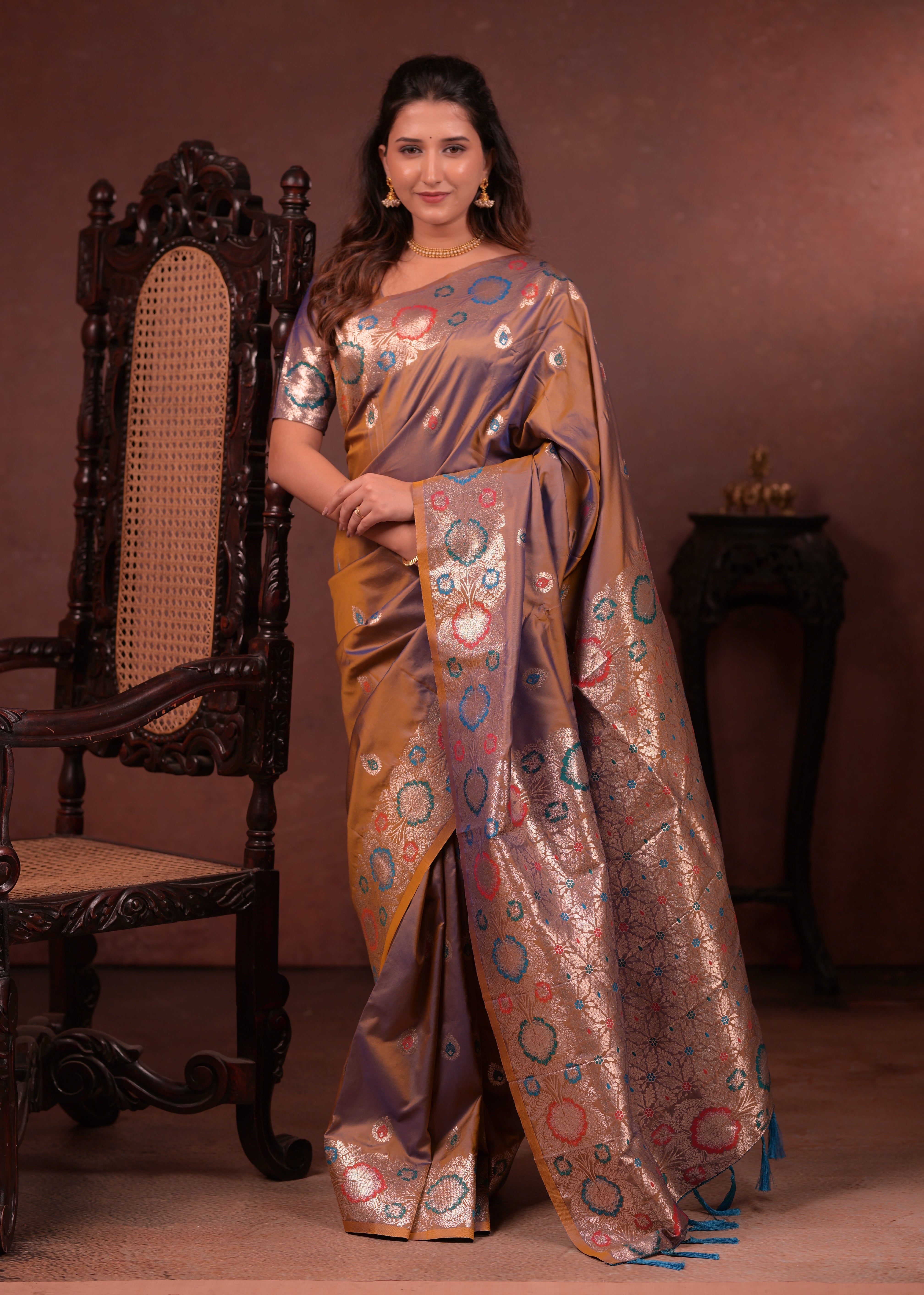 Brown Paithani Woven Silk Saree