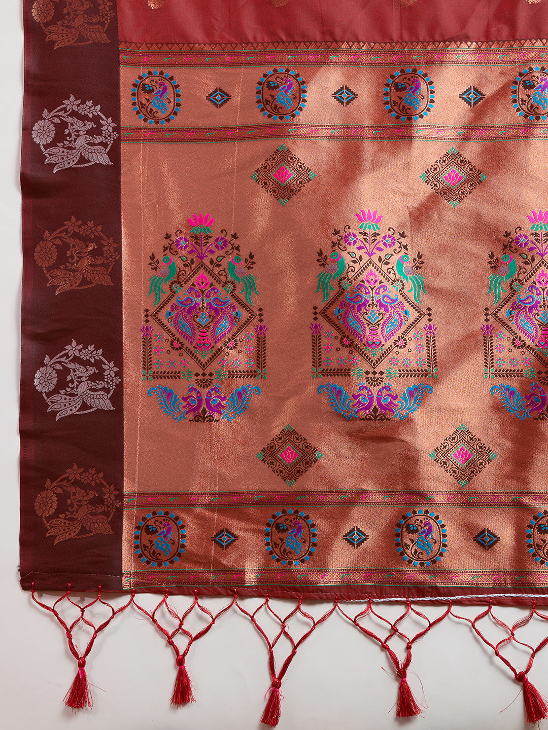 Brown Pure Soft Kanjivaram Paithani Silk Saree