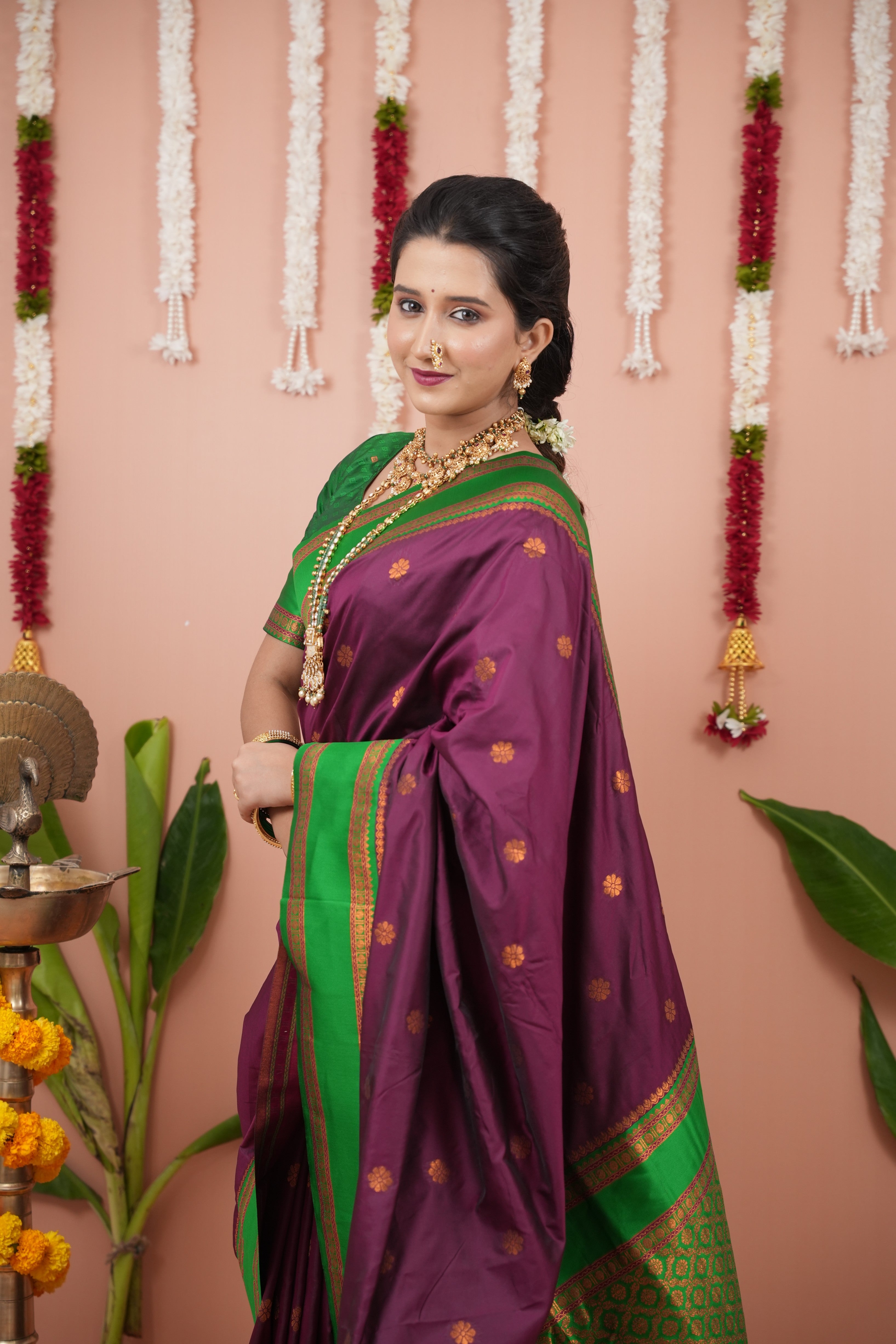 Burgundy Wedding Wear Soft Silk Saree