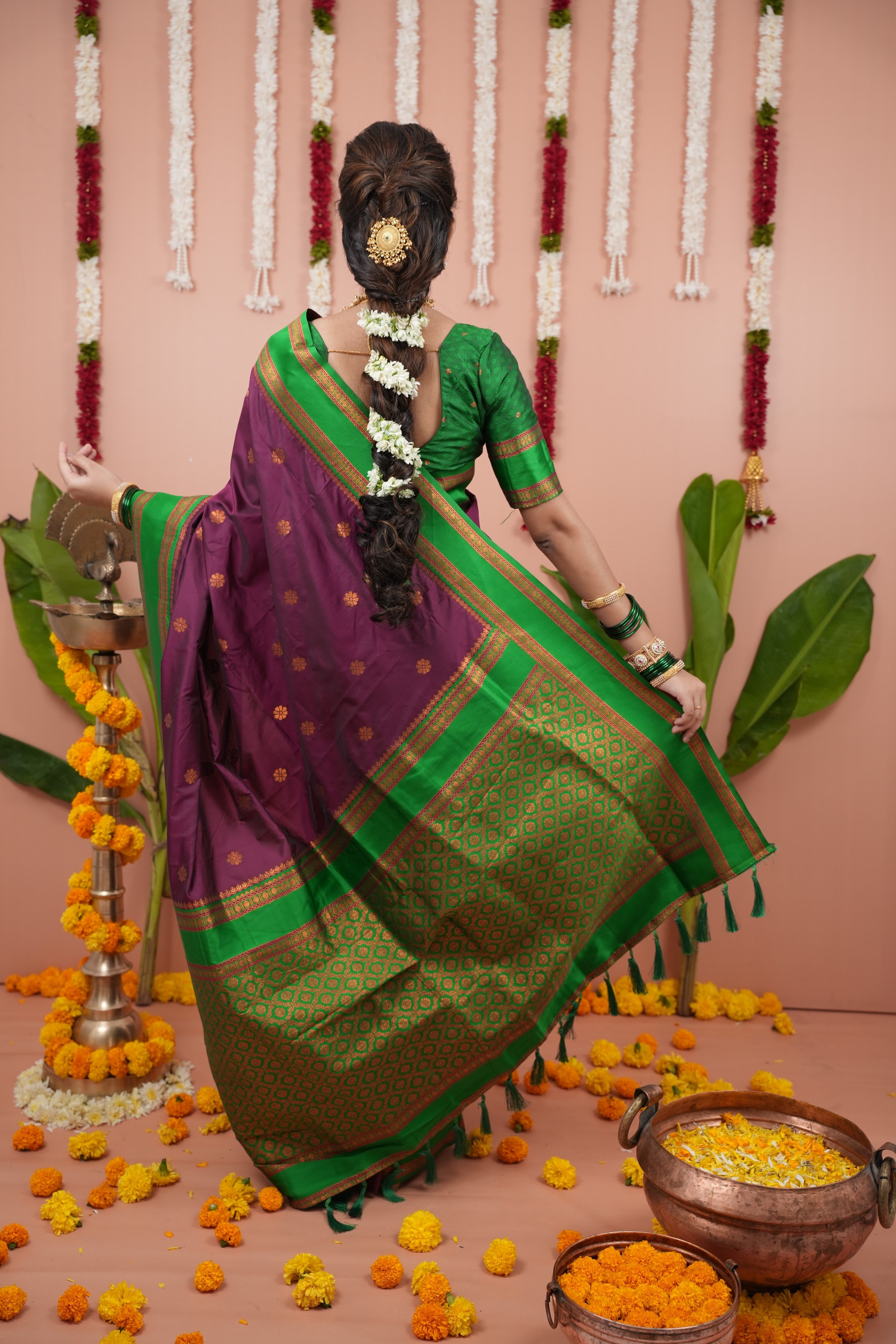 Burgundy Wedding Wear Soft Silk Saree