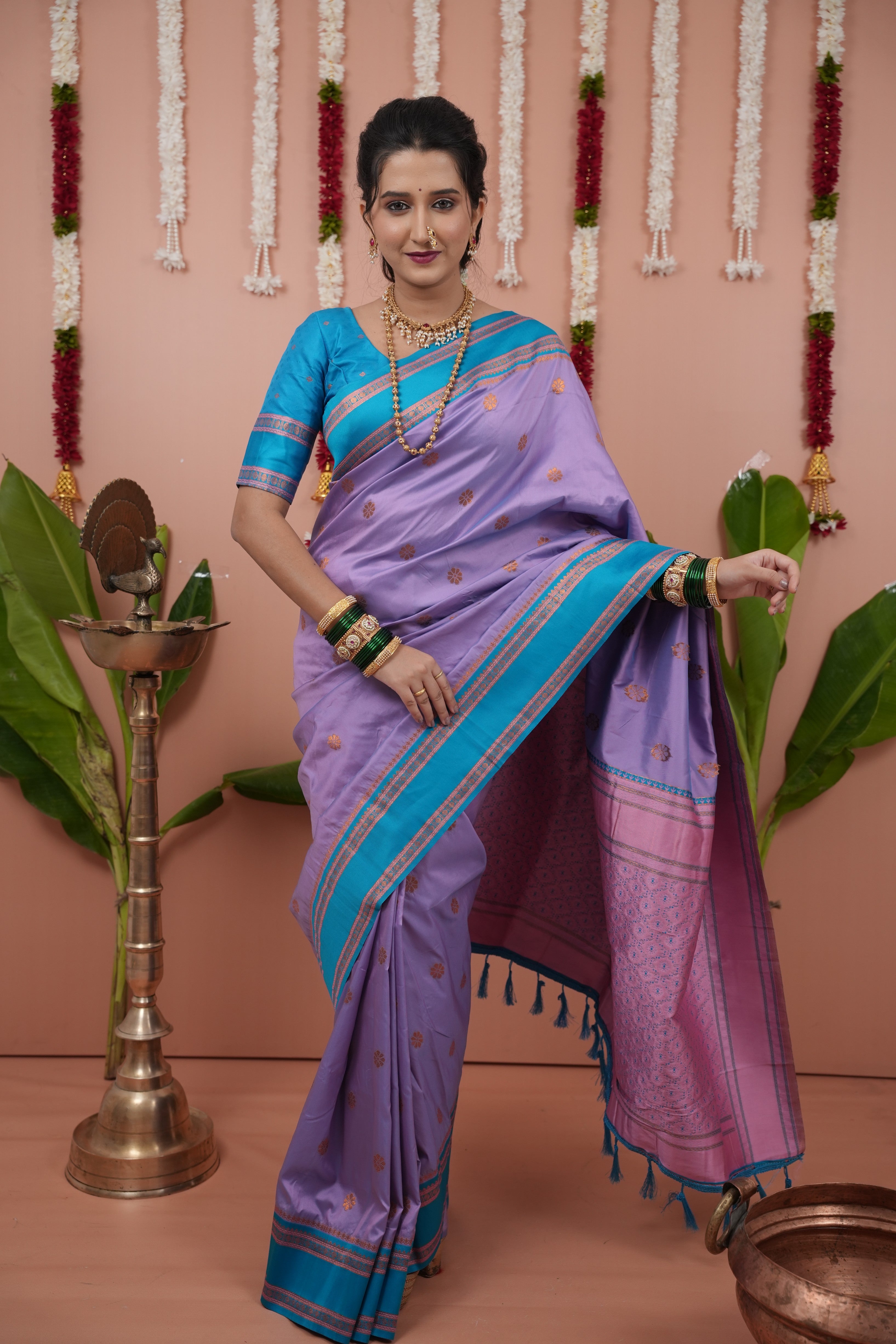 Pastel Purple Wedding Wear Soft Silk Saree