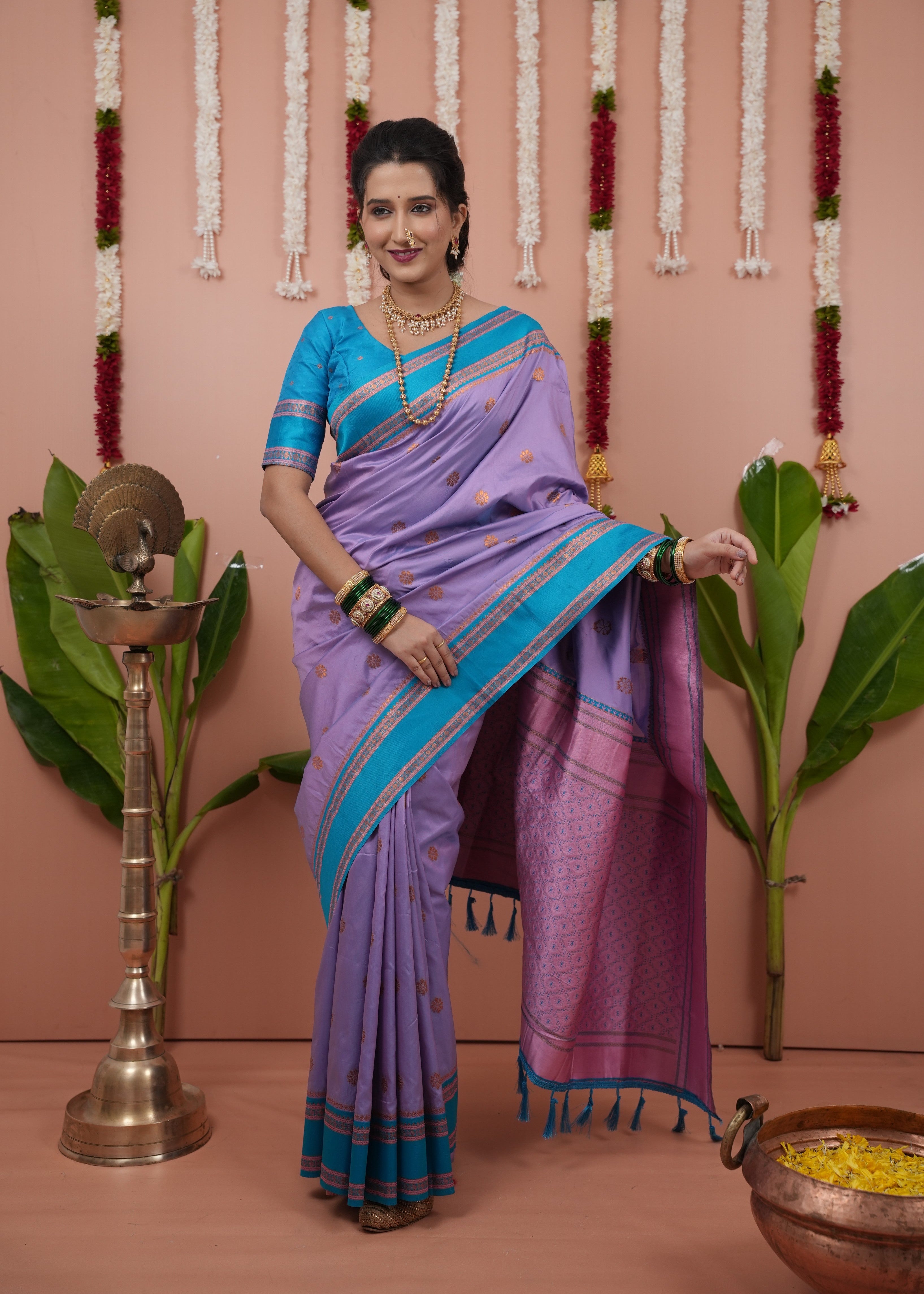 Pastel Purple Wedding Wear Soft Silk Saree
