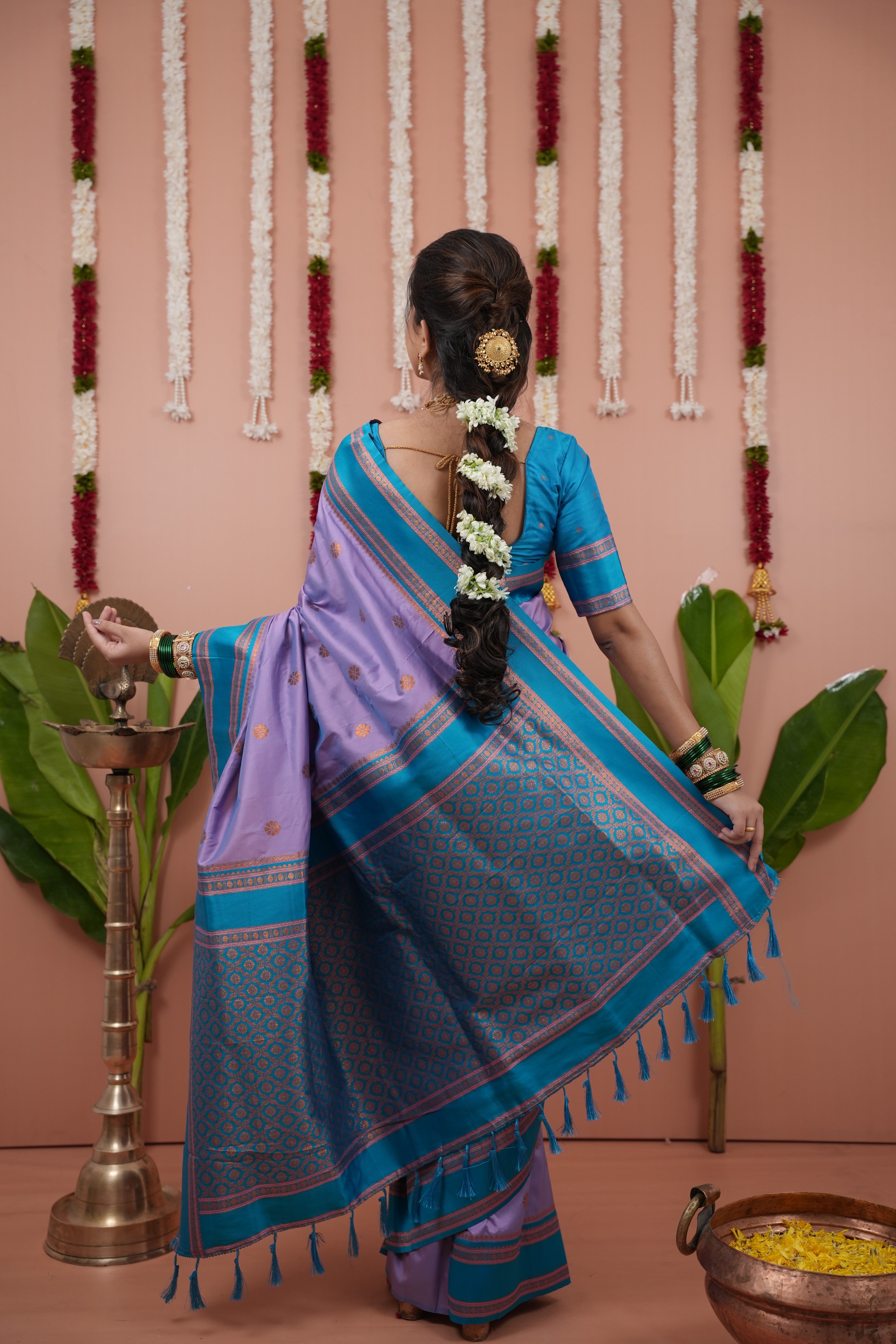 Pastel Purple Wedding Wear Soft Silk Saree