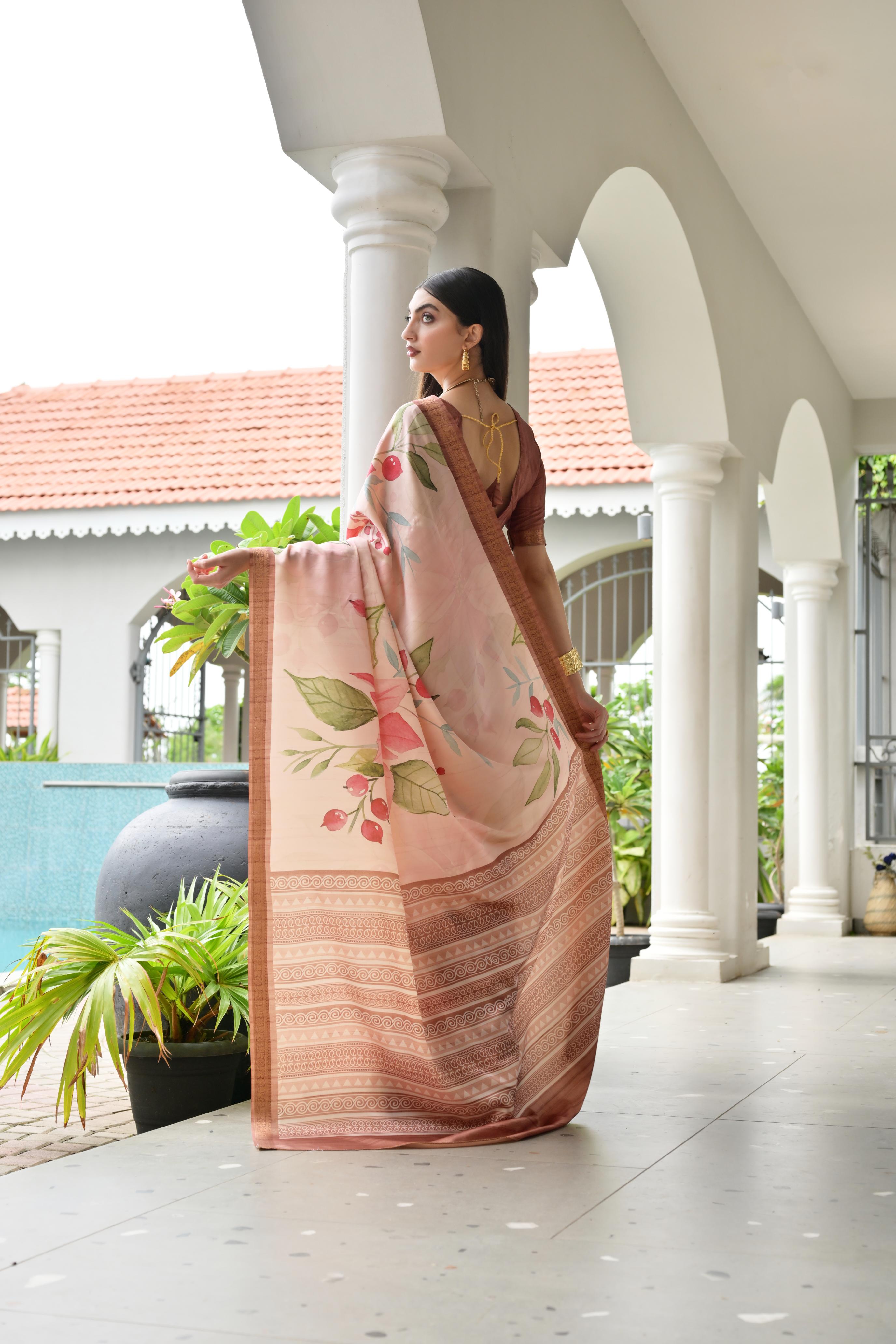 Copper Stylish Pure Satin Silk Saree
