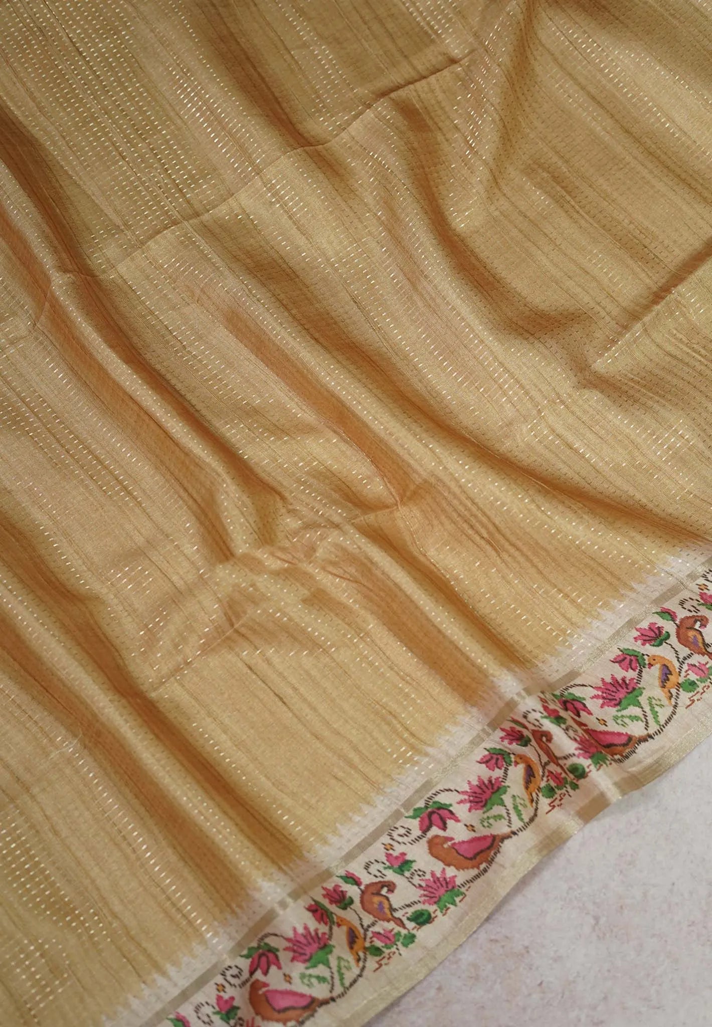 Dark Beige Tussar Silk Saree