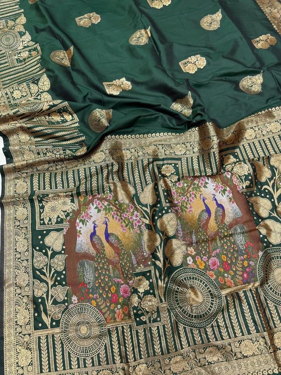 Dark Green Banarasi Silk Paithani Saree