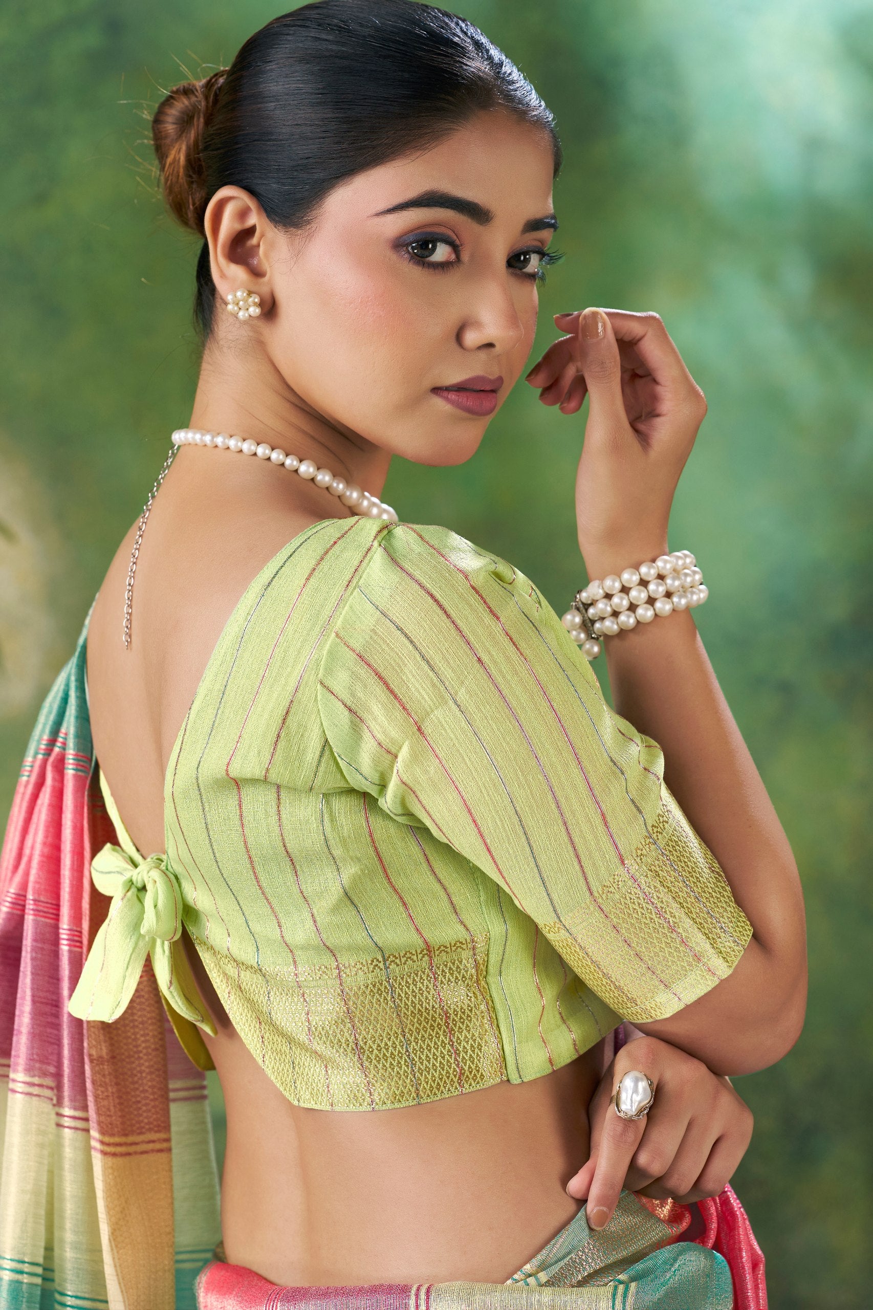Designer Multicolor Soft Linen Cotton Silk Saree