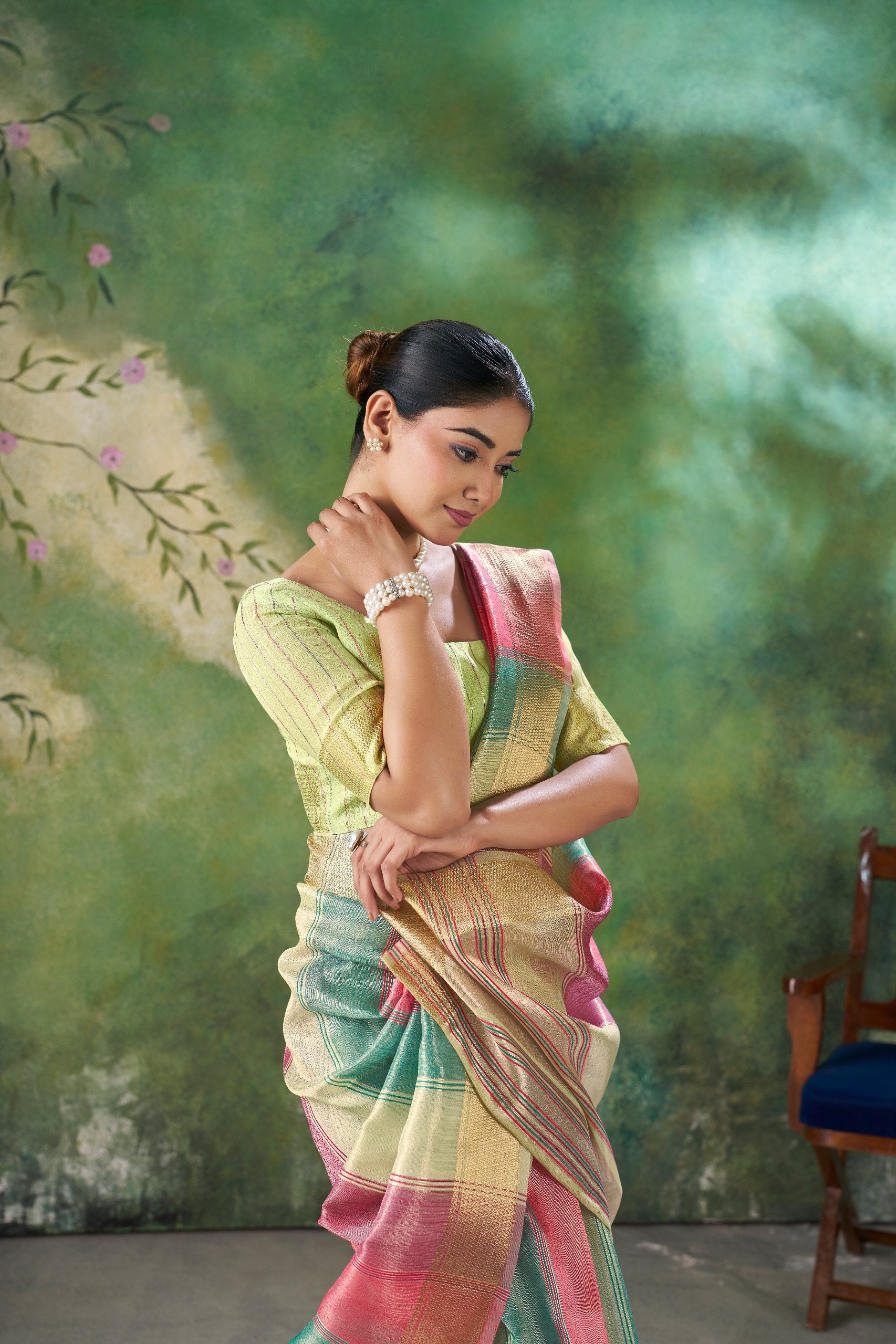Designer Multicolor Soft Linen Cotton Silk Saree