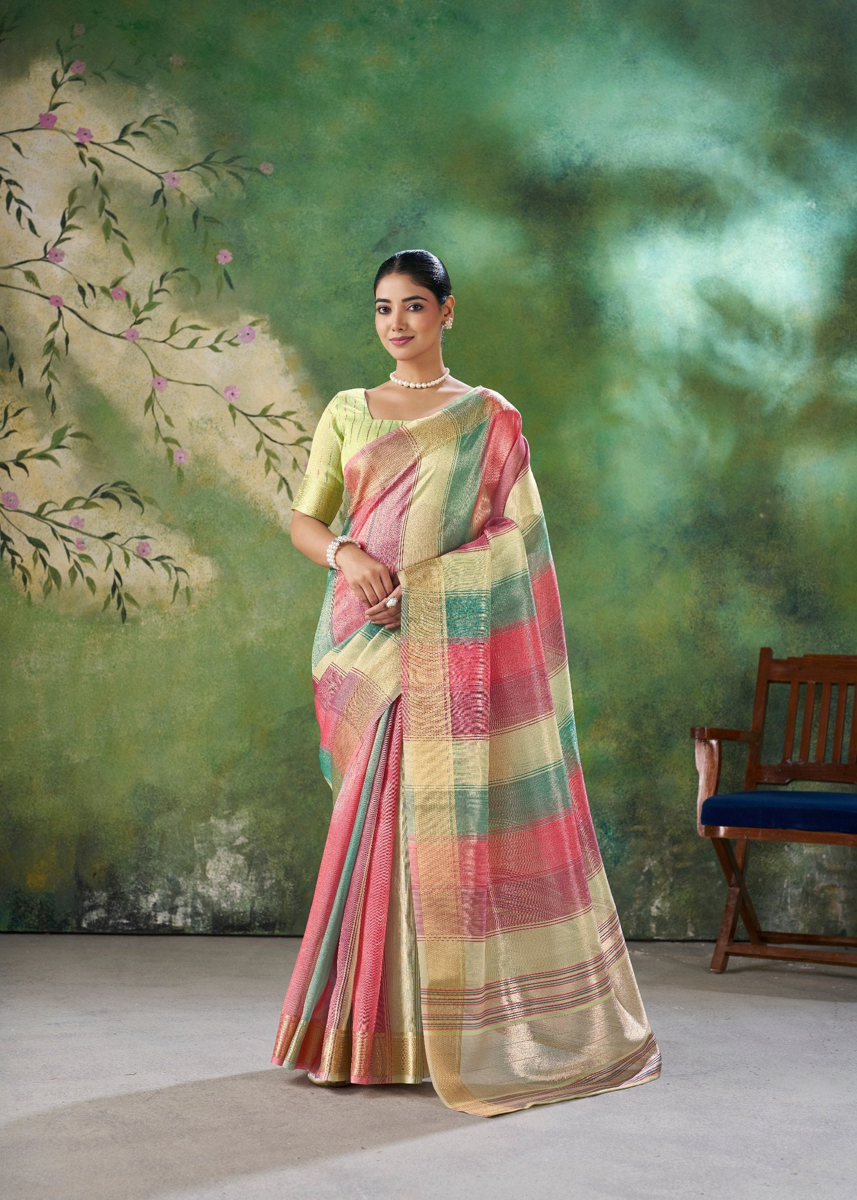 Designer Multicolor Soft Linen Cotton Silk Saree
