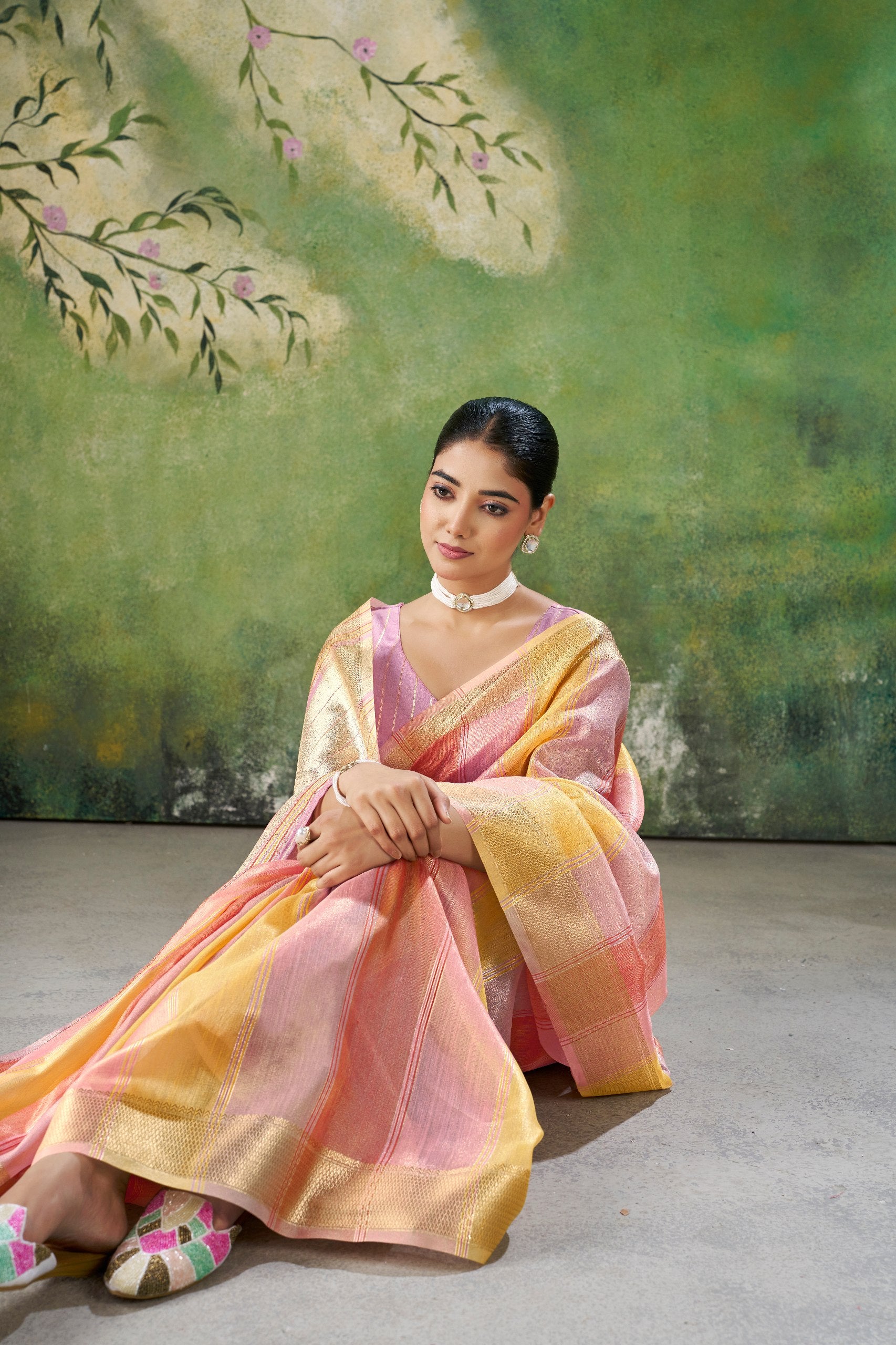 Designer Multicolor Soft Linen Cotton Silk Saree