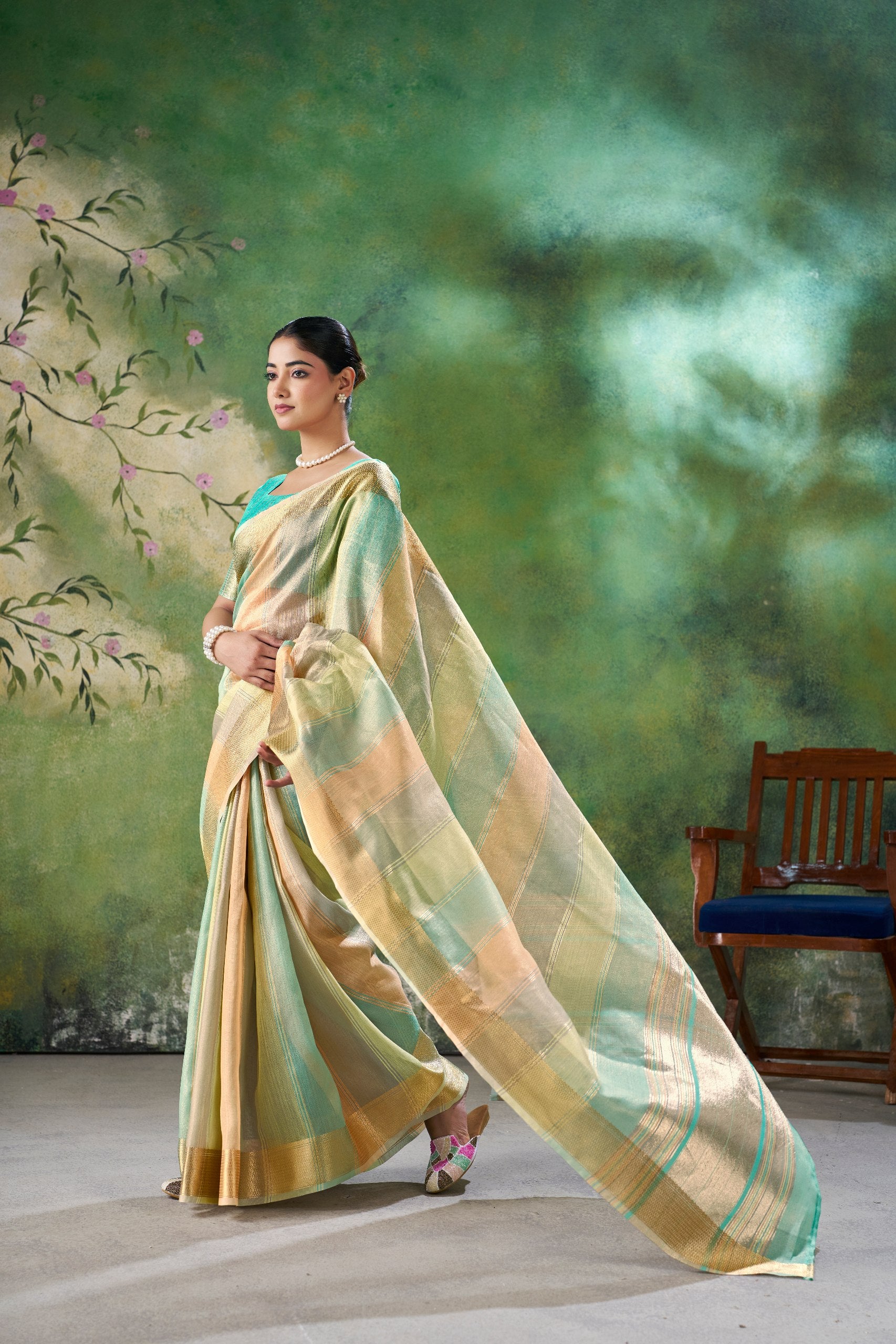 Designer Multicolor Soft Linen Cotton Silk Saree