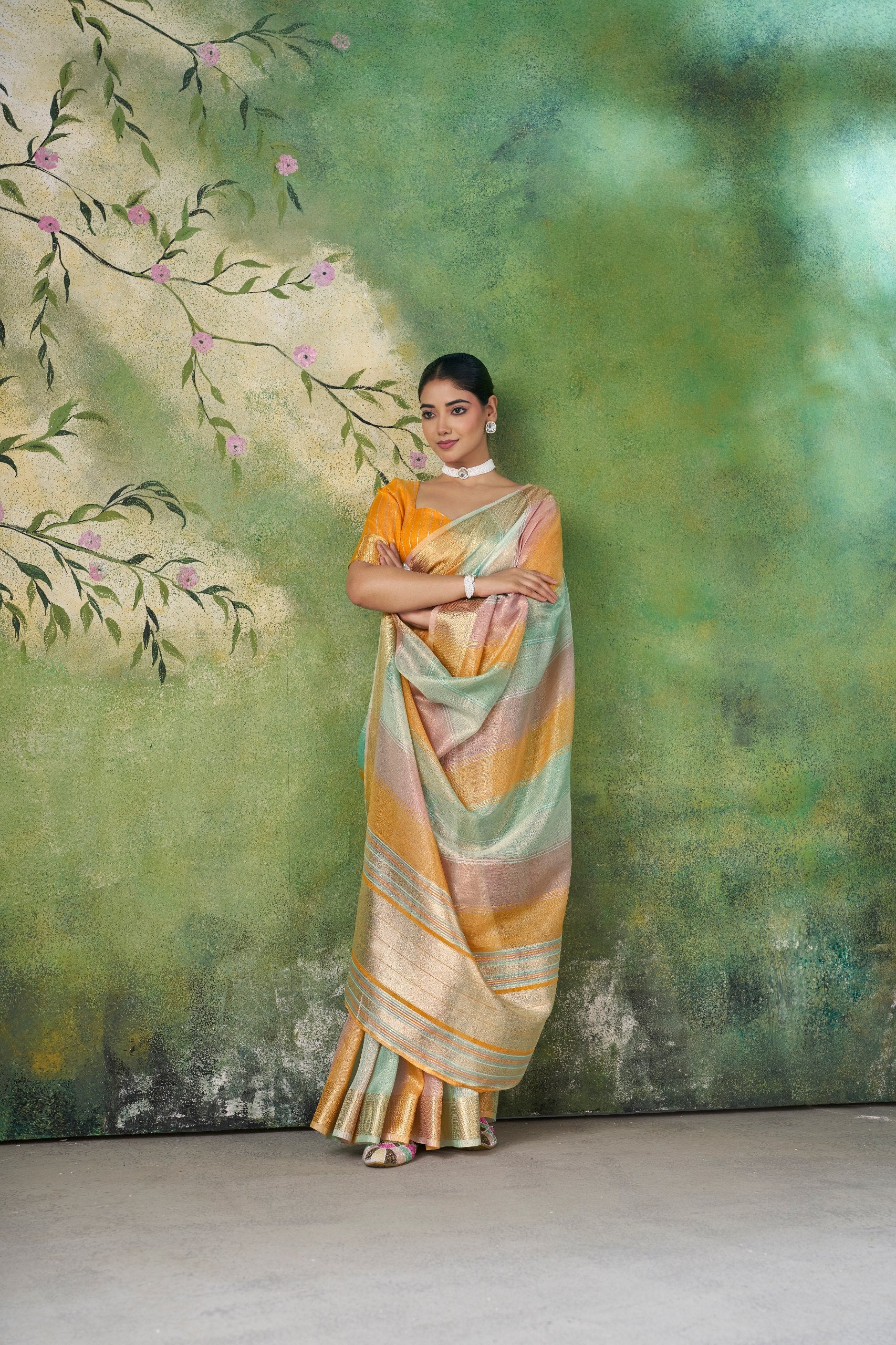 Designer Multicolor Soft Linen Cotton Silk Saree