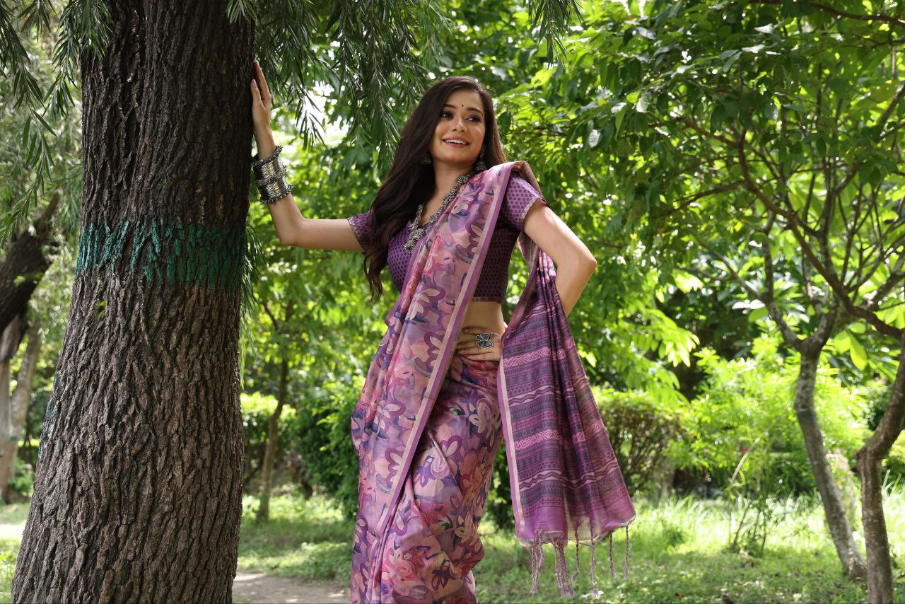 Designer Printed Soft Tussar Silk Saree