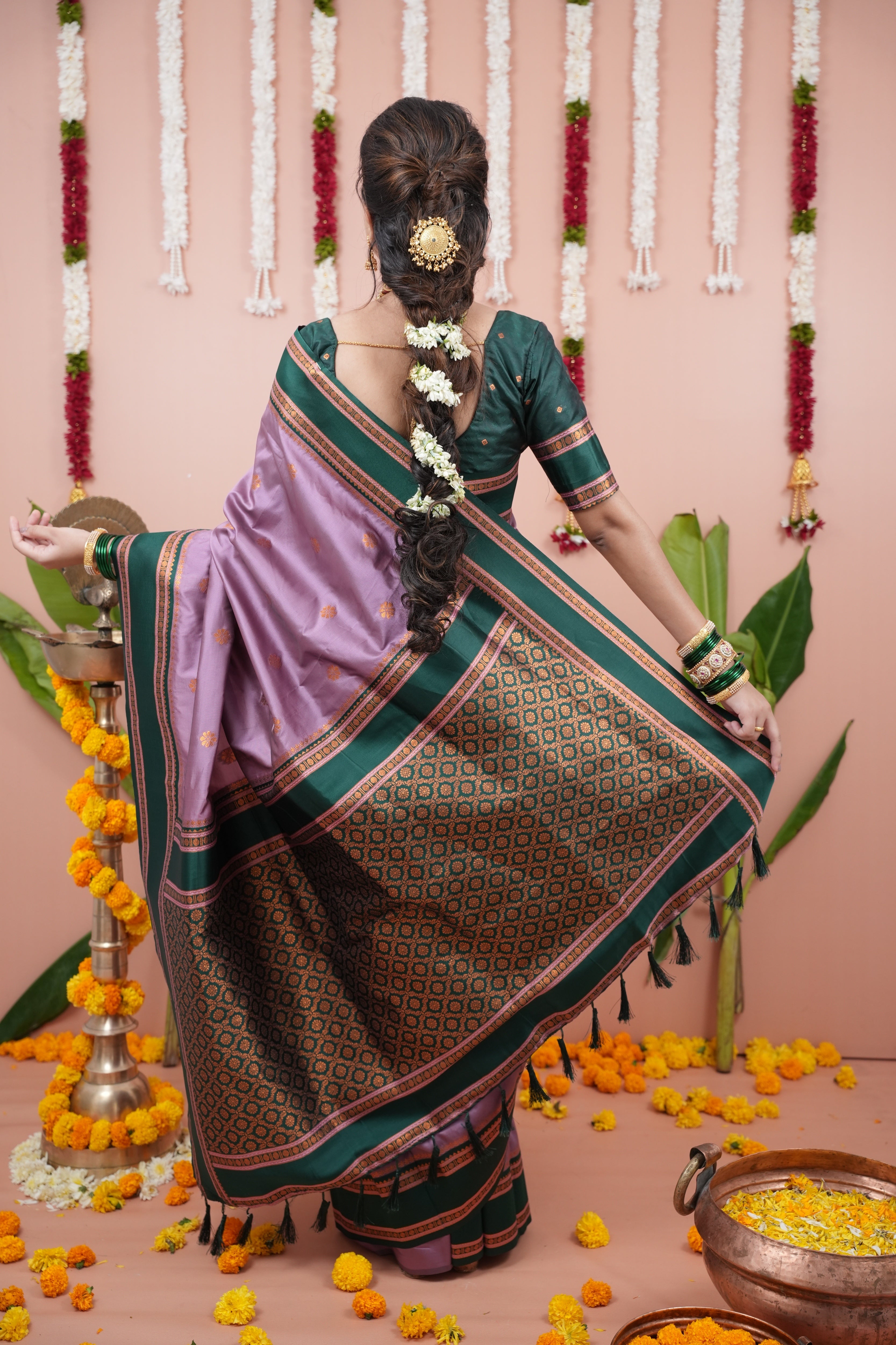 Dusty Lavender Wedding Wear Soft Silk Saree