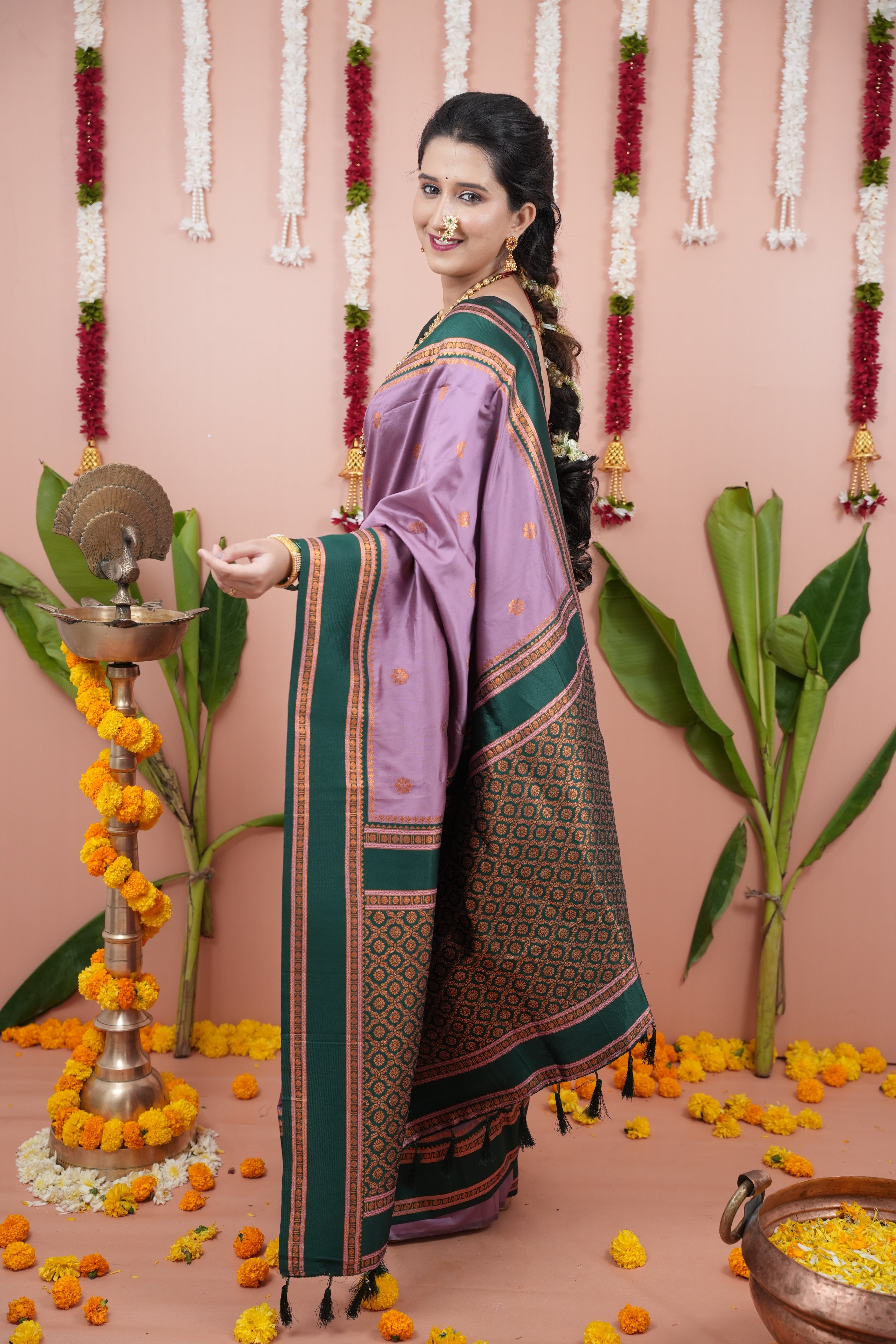 Dusty Lavender Wedding Wear Soft Silk Saree